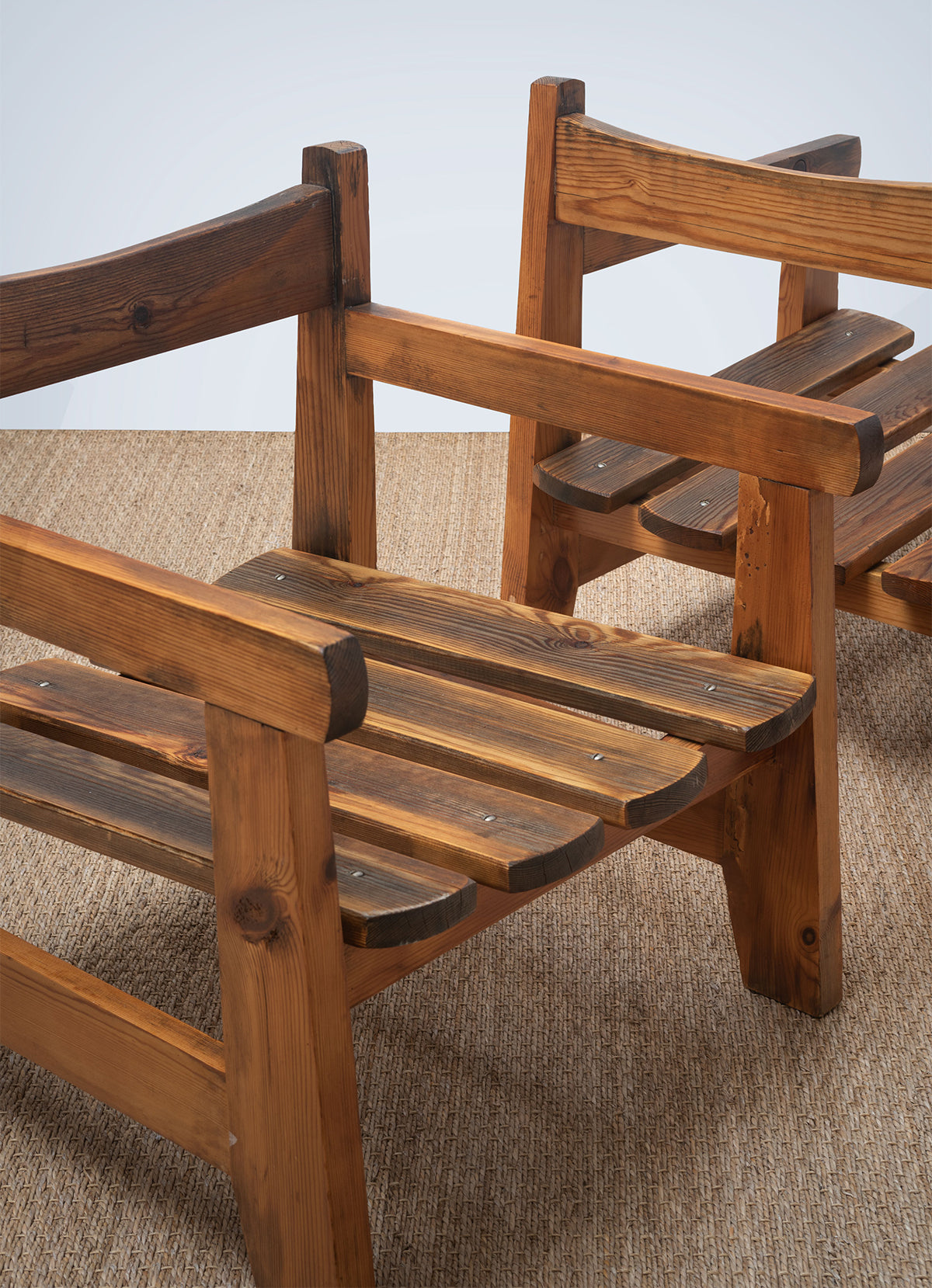 Pitch Pine Rustic Chic Low Armchairs