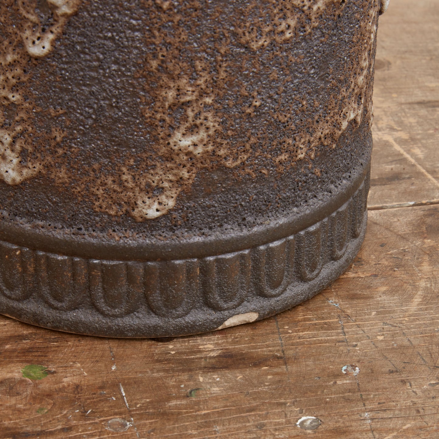 Brutalist Salt Glazed Rope Handled Ceramic Vase