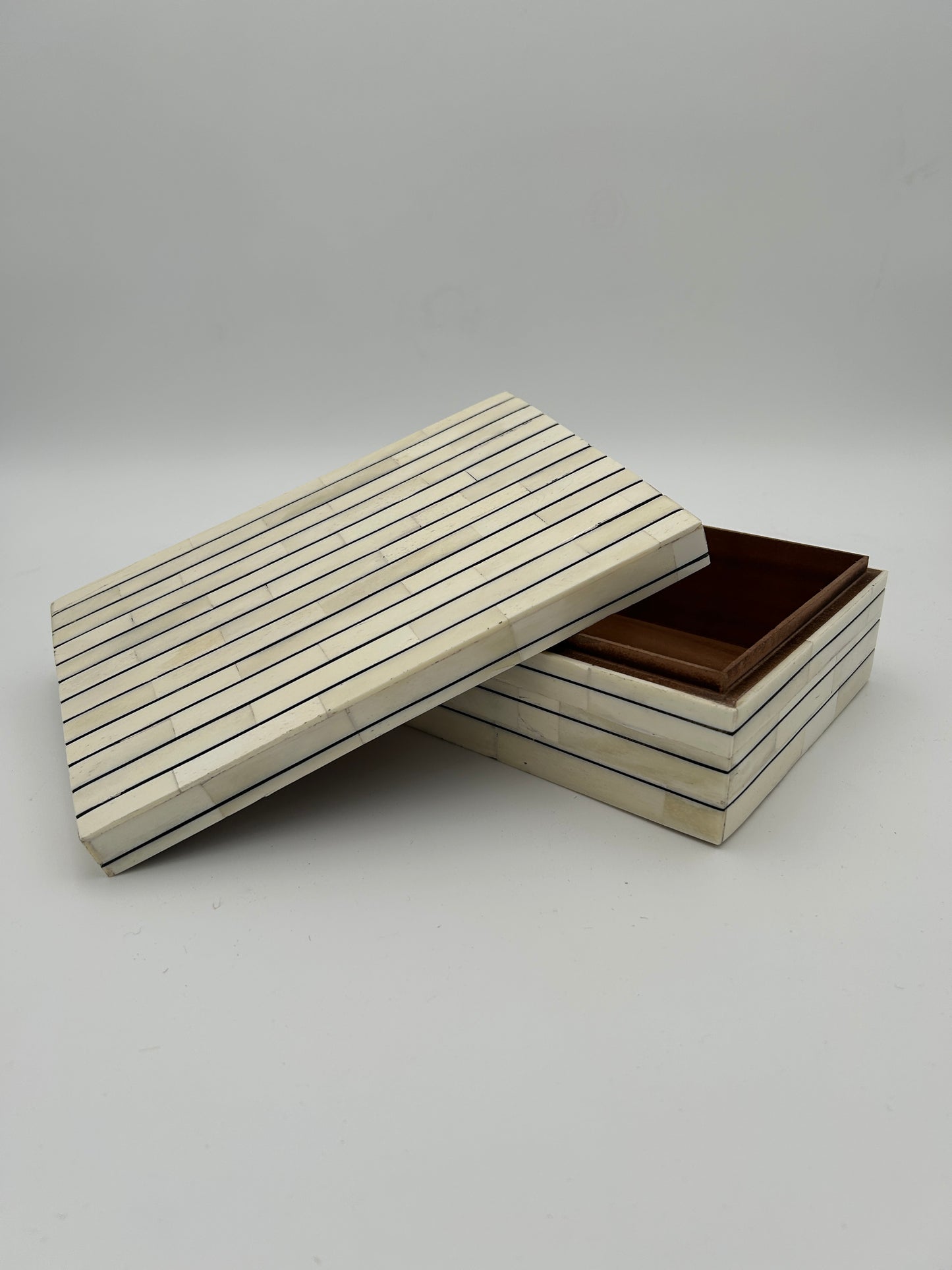 Bone Inlay + Ebony Pinstripe Box