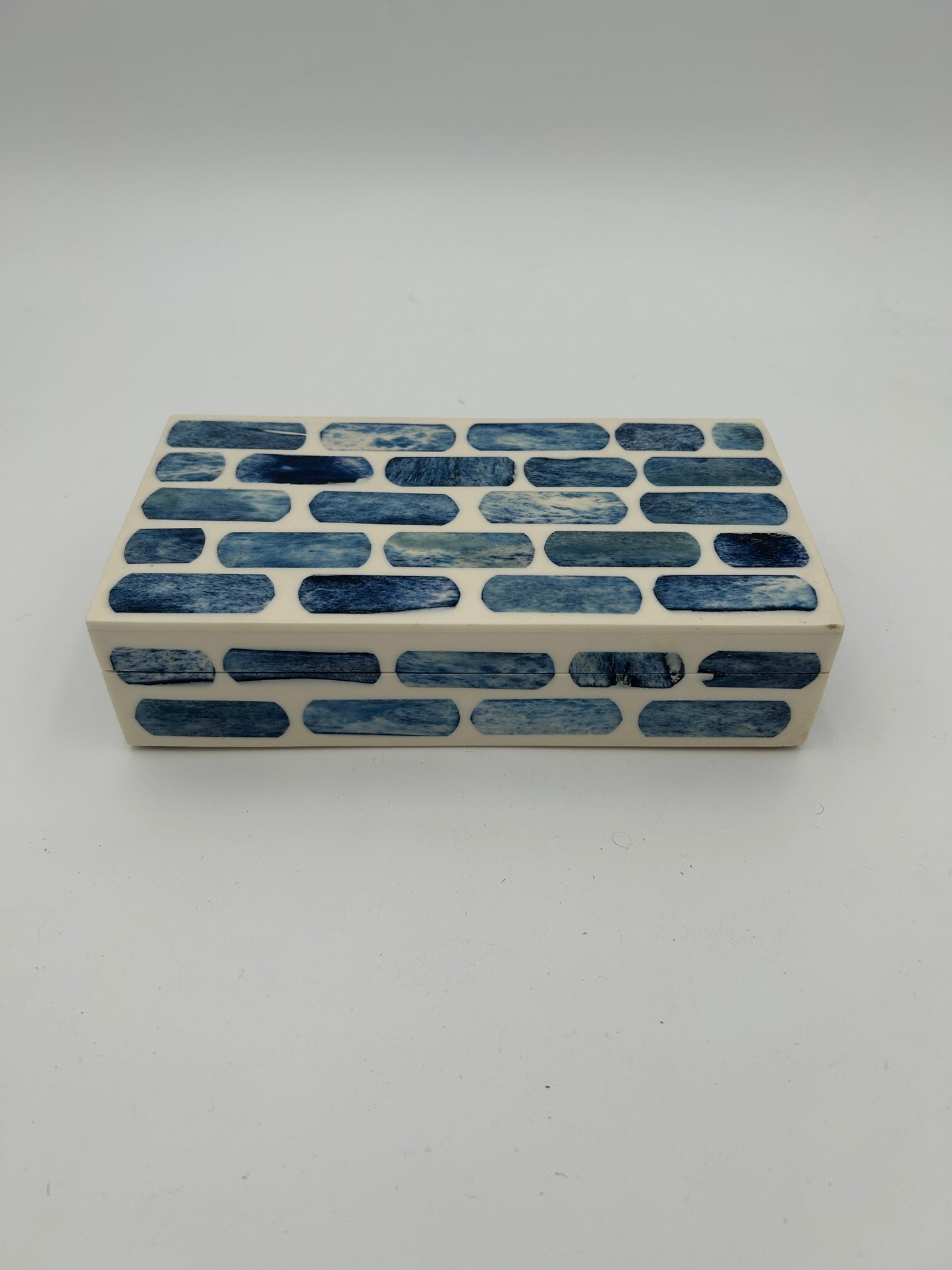 Blue + Ivory Bone Inlay Box