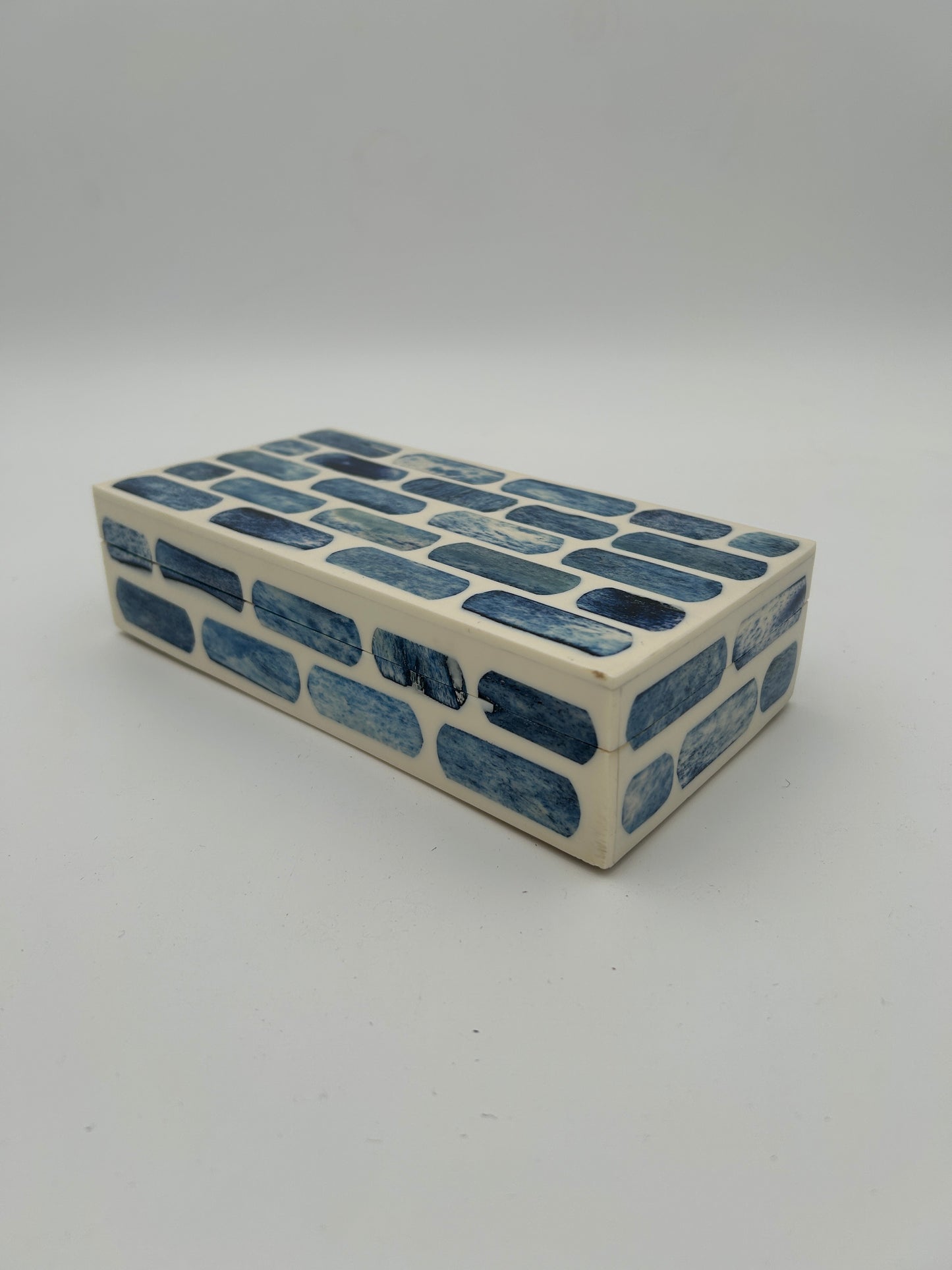 Blue + Ivory Bone Inlay Box