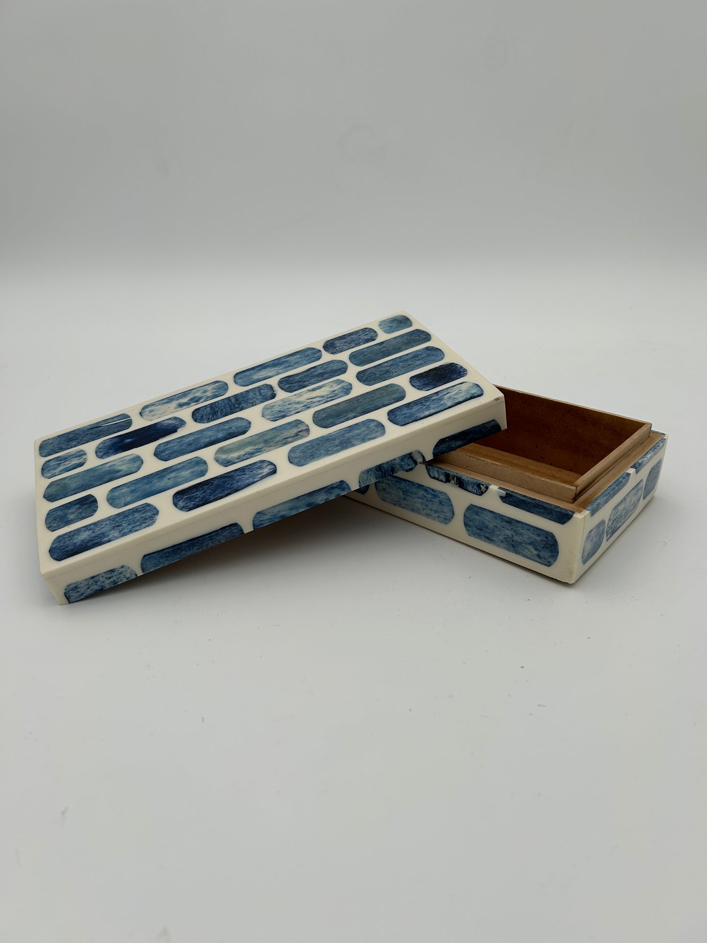 Blue + Ivory Bone Inlay Box