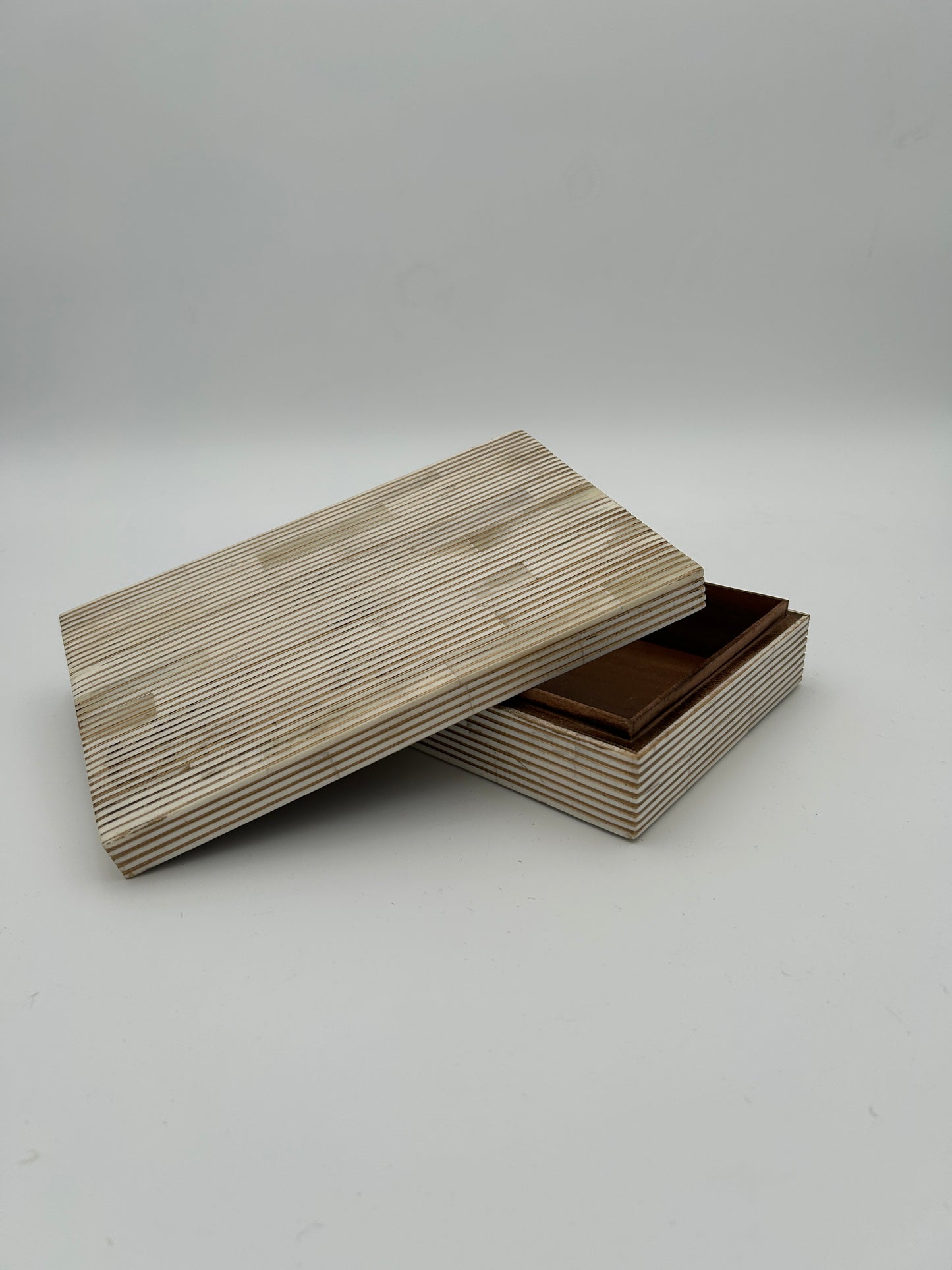 Bone Inlay + Brass Pinstripe Box