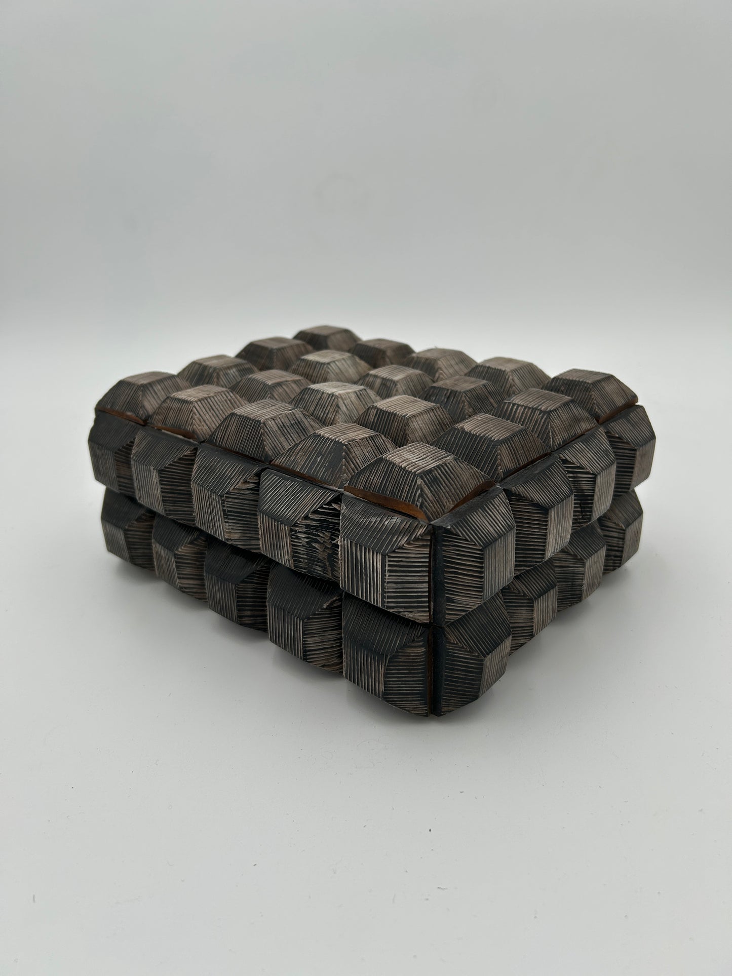 Carved Dark Gray Horn Box
