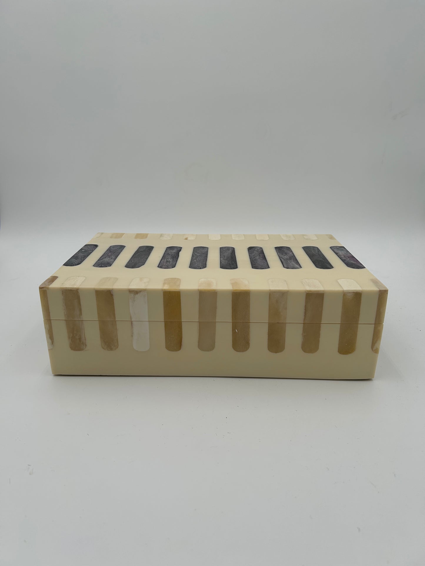Dark Gray + Ivory Bone Inlay Box
