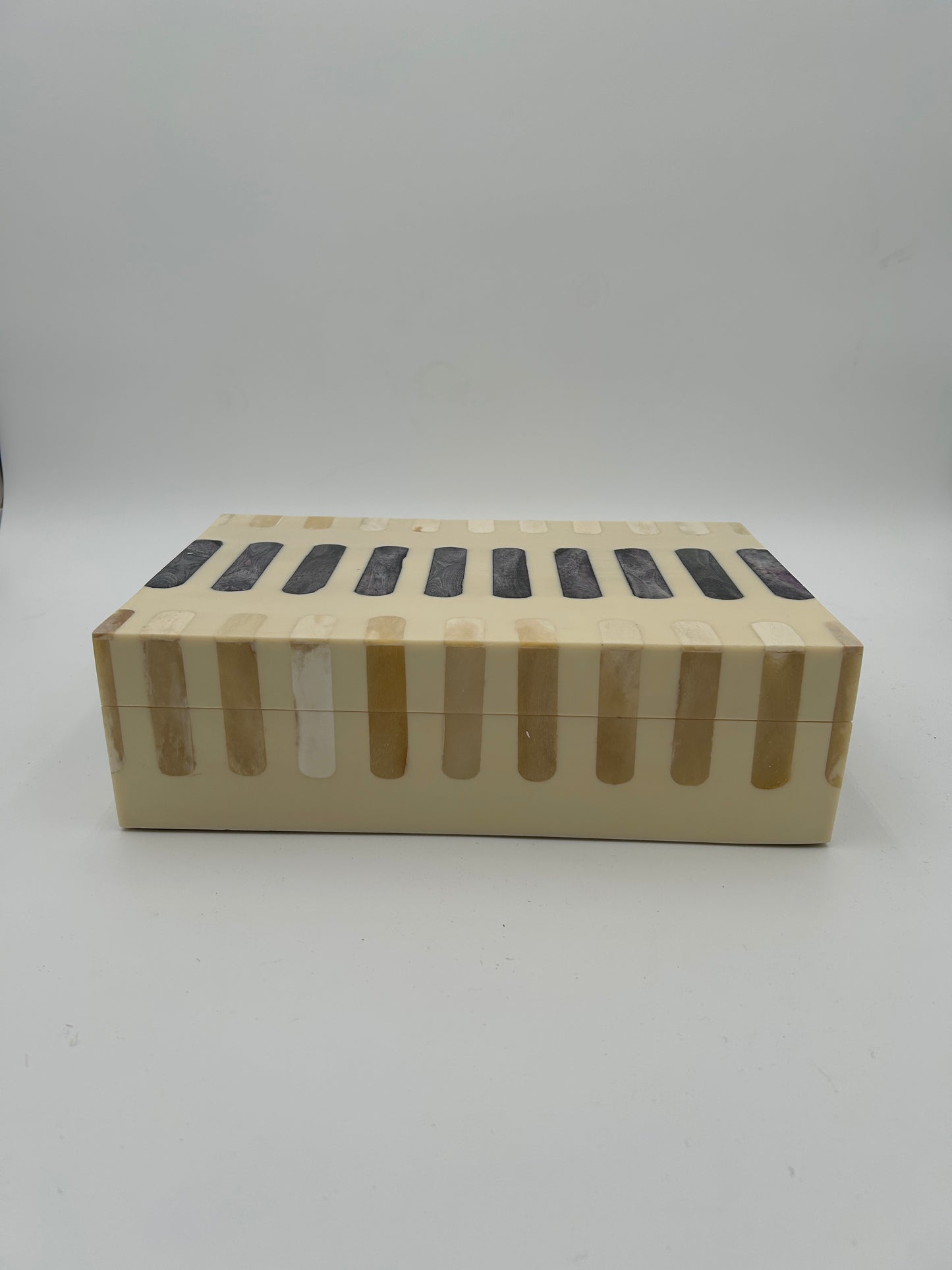 Dark Gray + Ivory Bone Inlay Box