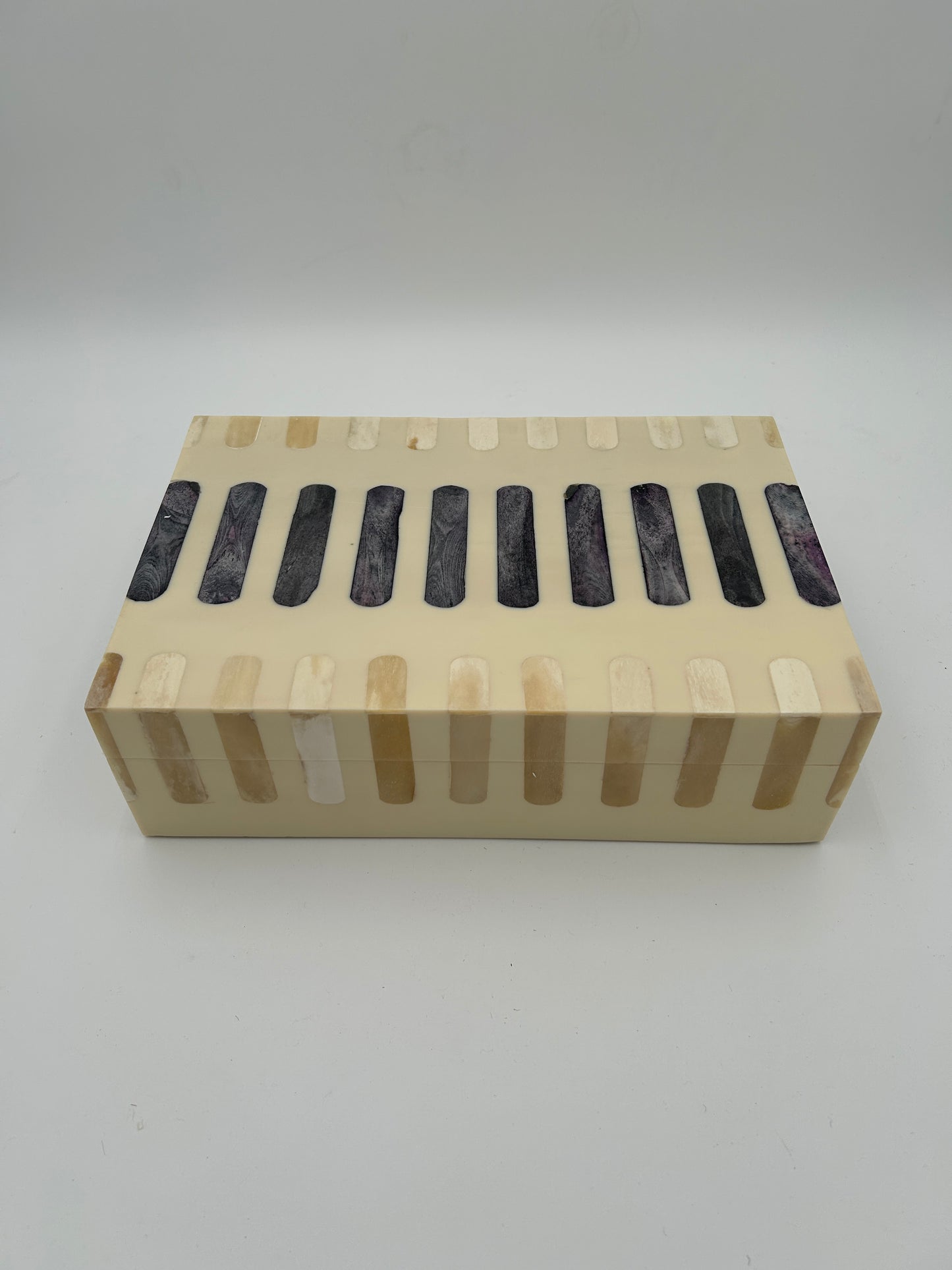 Dark Gray + Ivory Bone Inlay Box