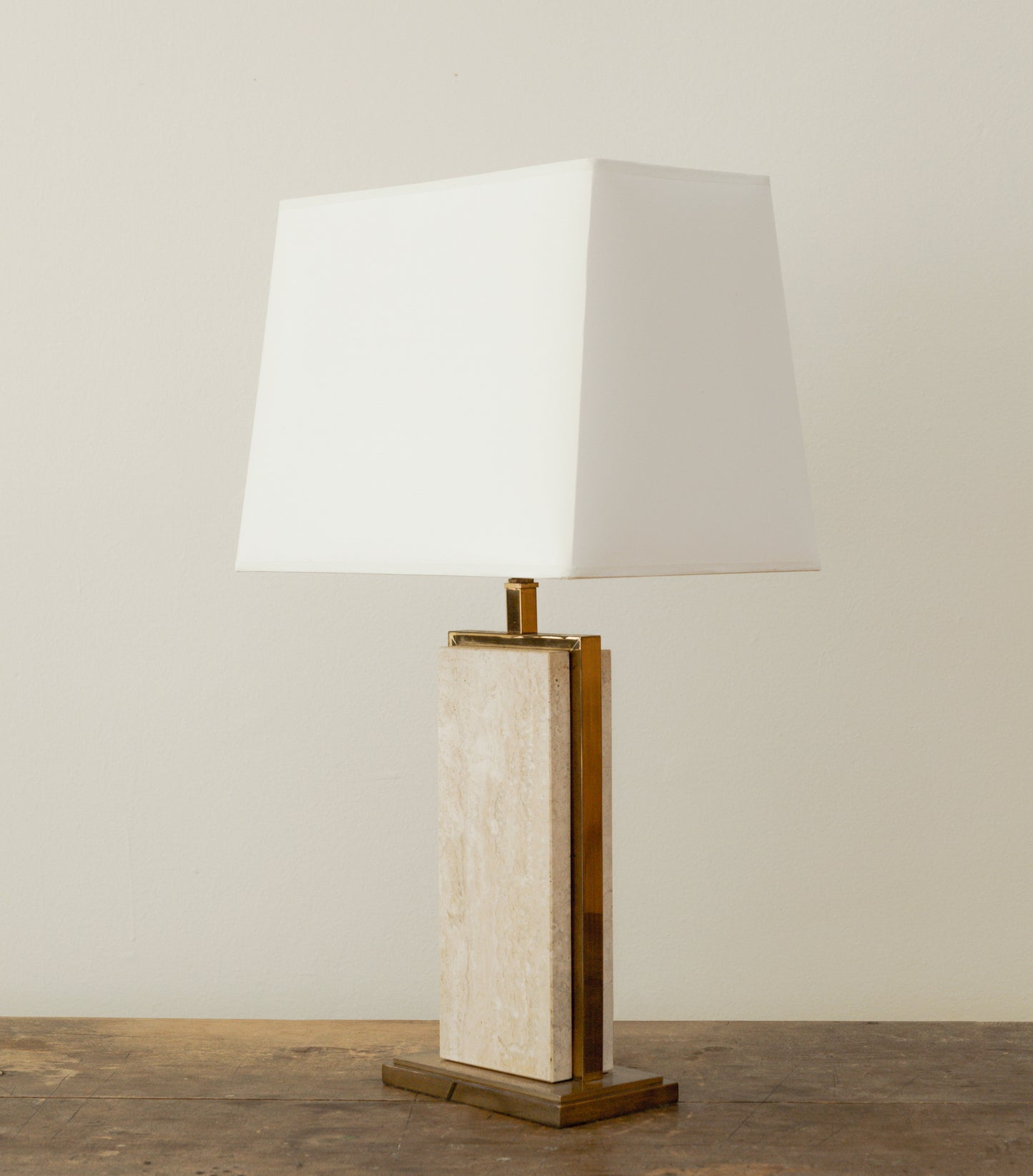 Travertine + Brass Table Lamp