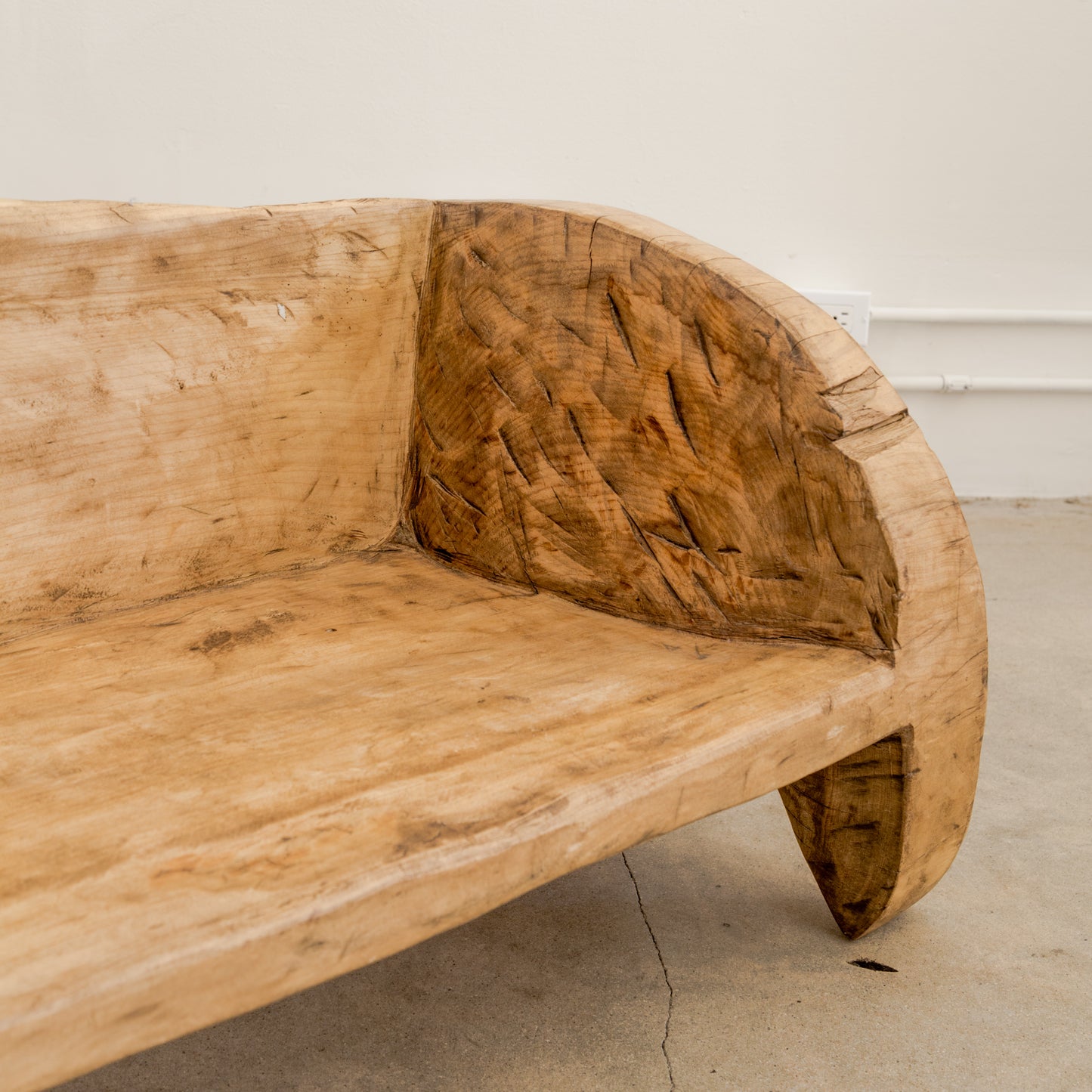 Primitive Carved Timber Indian Bench