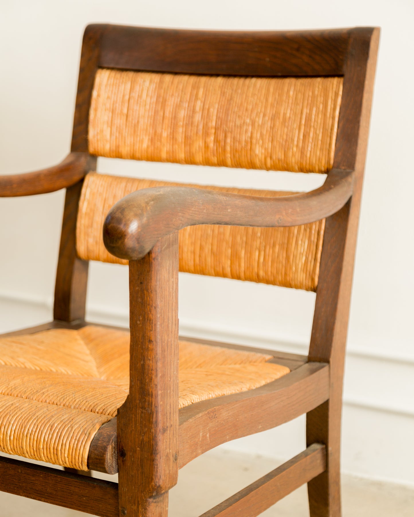 French Oak + Rush Armchairs