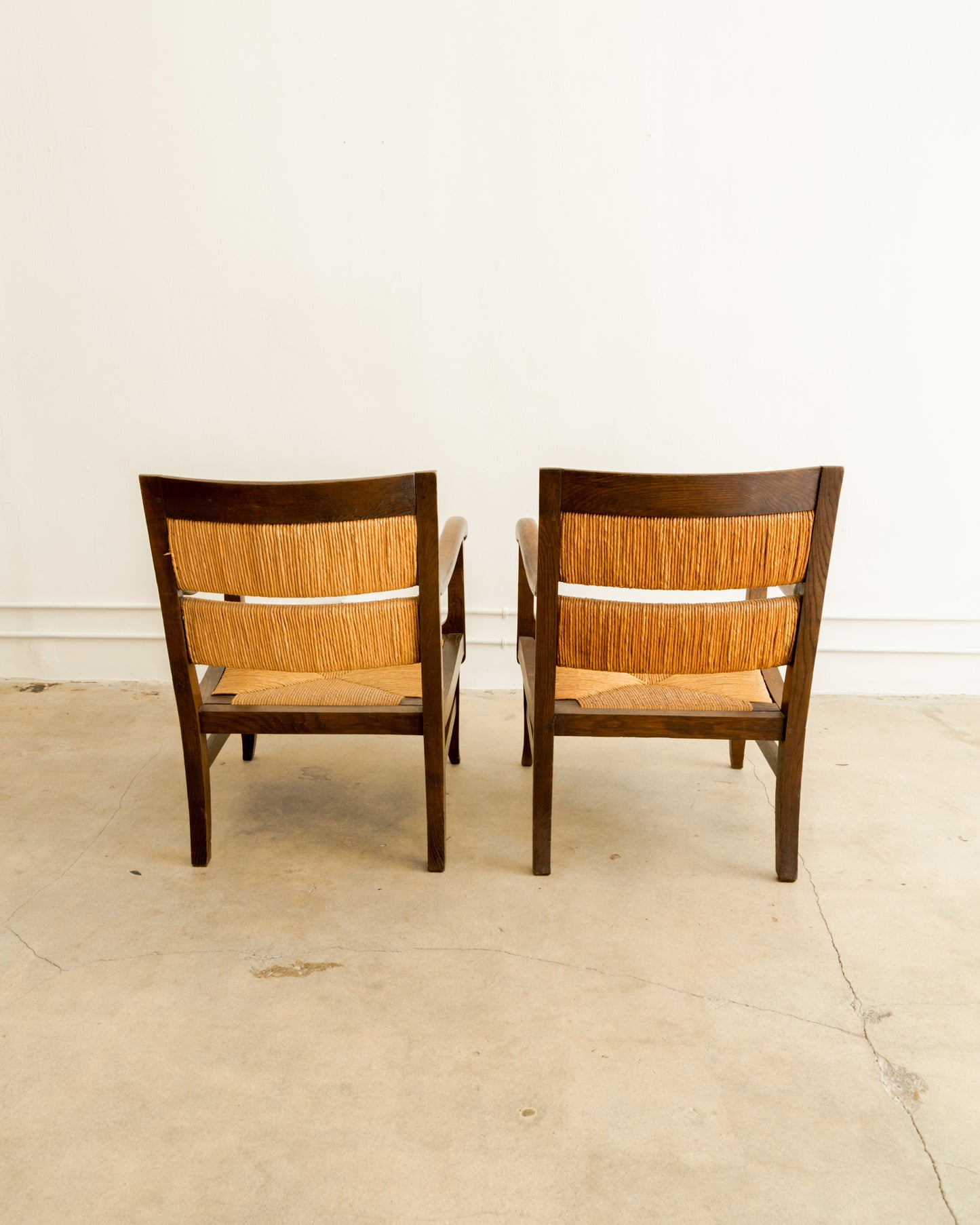 French Oak + Rush Armchairs