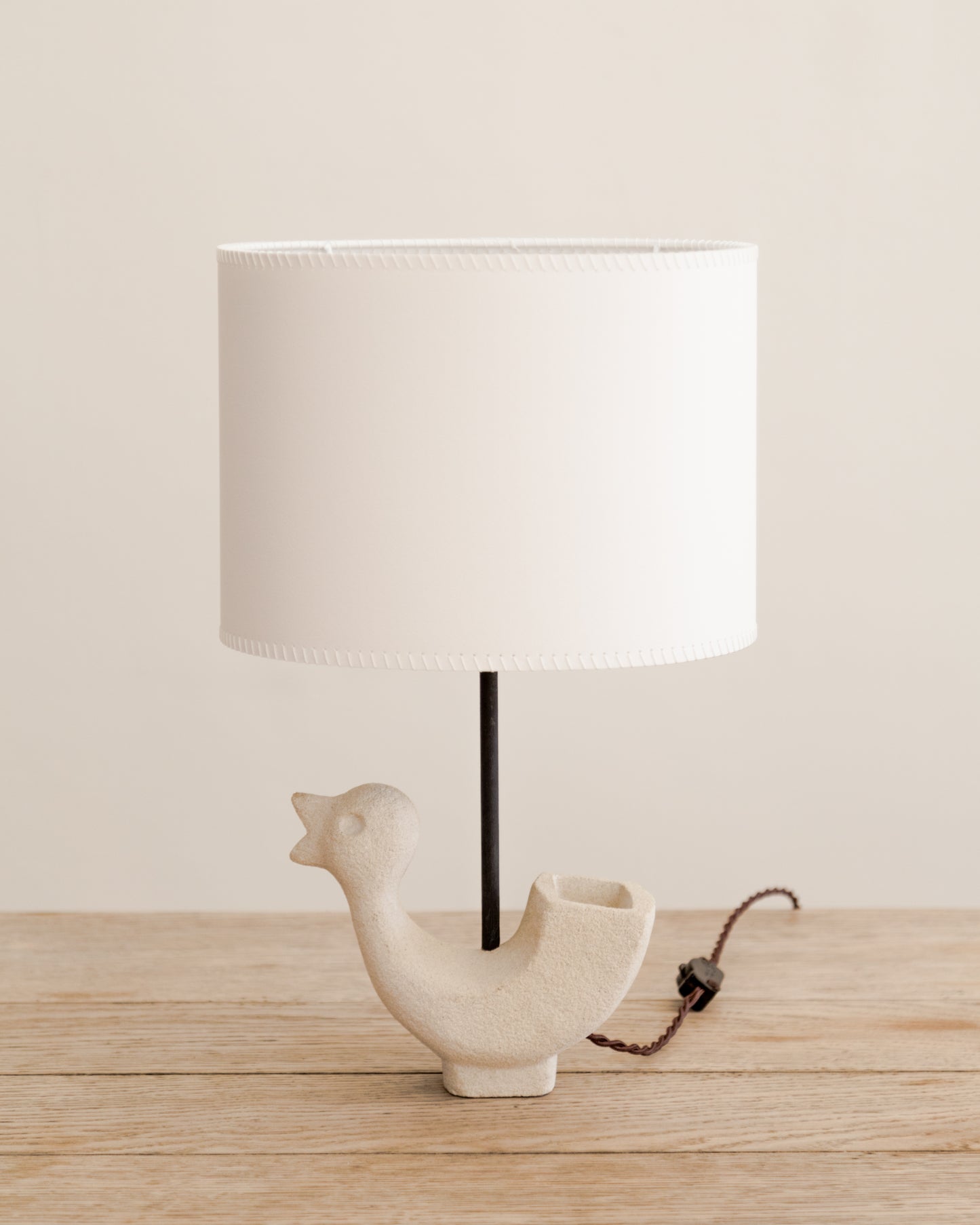 Cast Stone Bird Chick Table Lamp