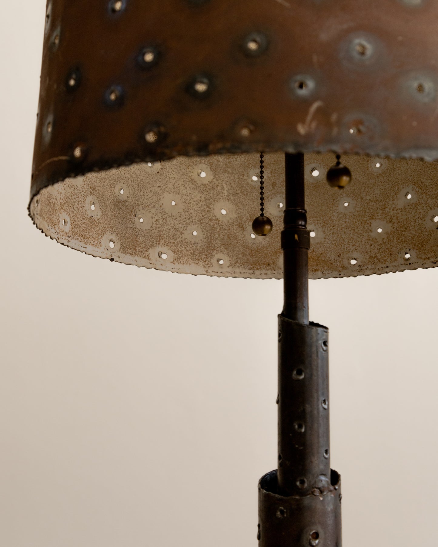 Brutalist Steel Table Lamp + Pierced Steel Shade