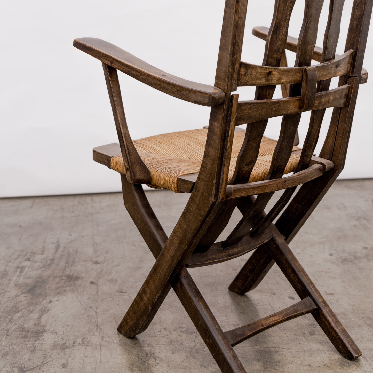 Brutalist Slat Back Adjustable Armchairs