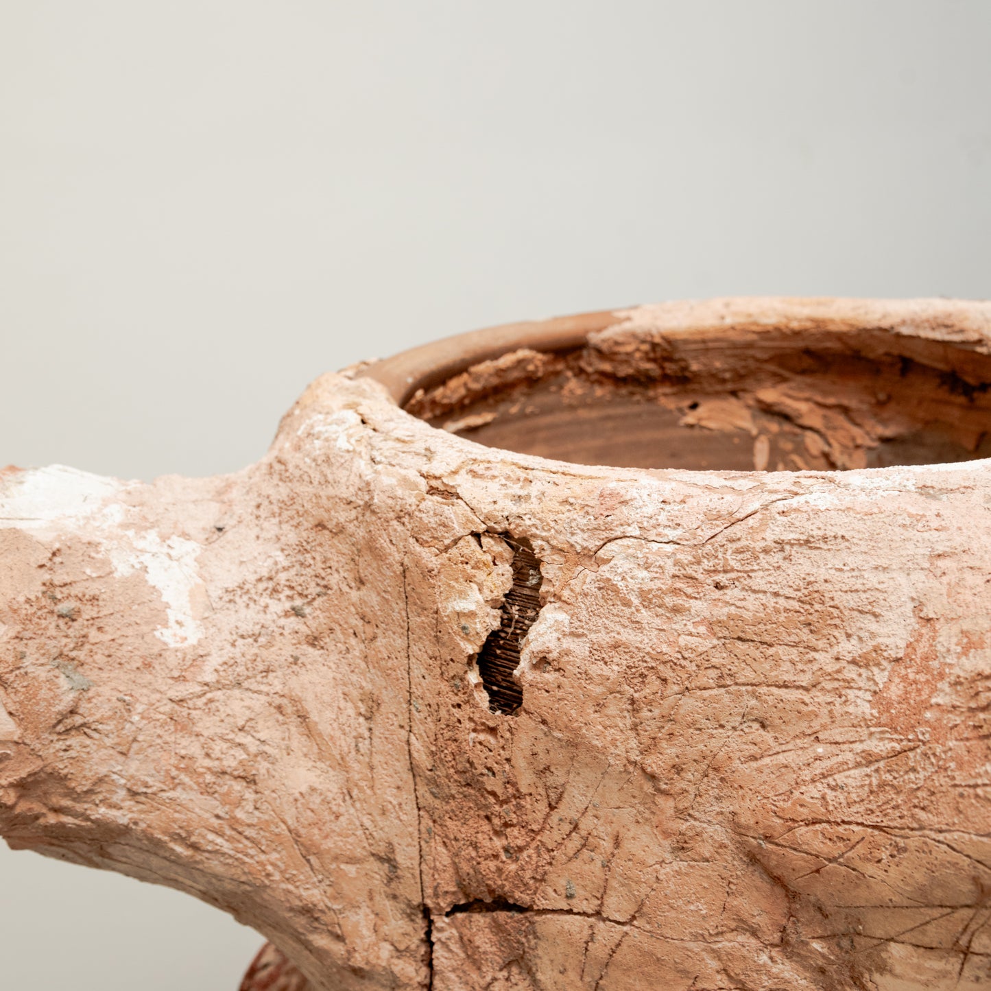 Monumental Faux Bois Terracotta Container