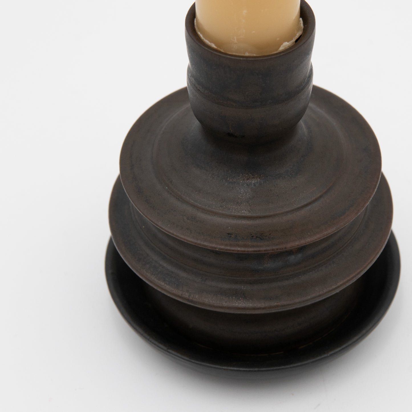 Lukas Weyandt | Bronze Brown Small Stoneware Candlestick