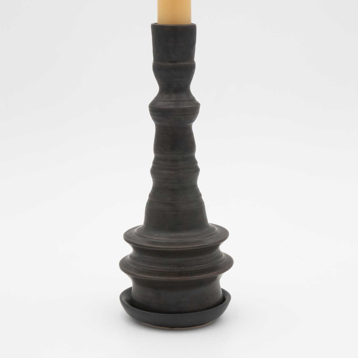 Lukas Weyandt | Bronze Brown Large Stoneware Candlestick