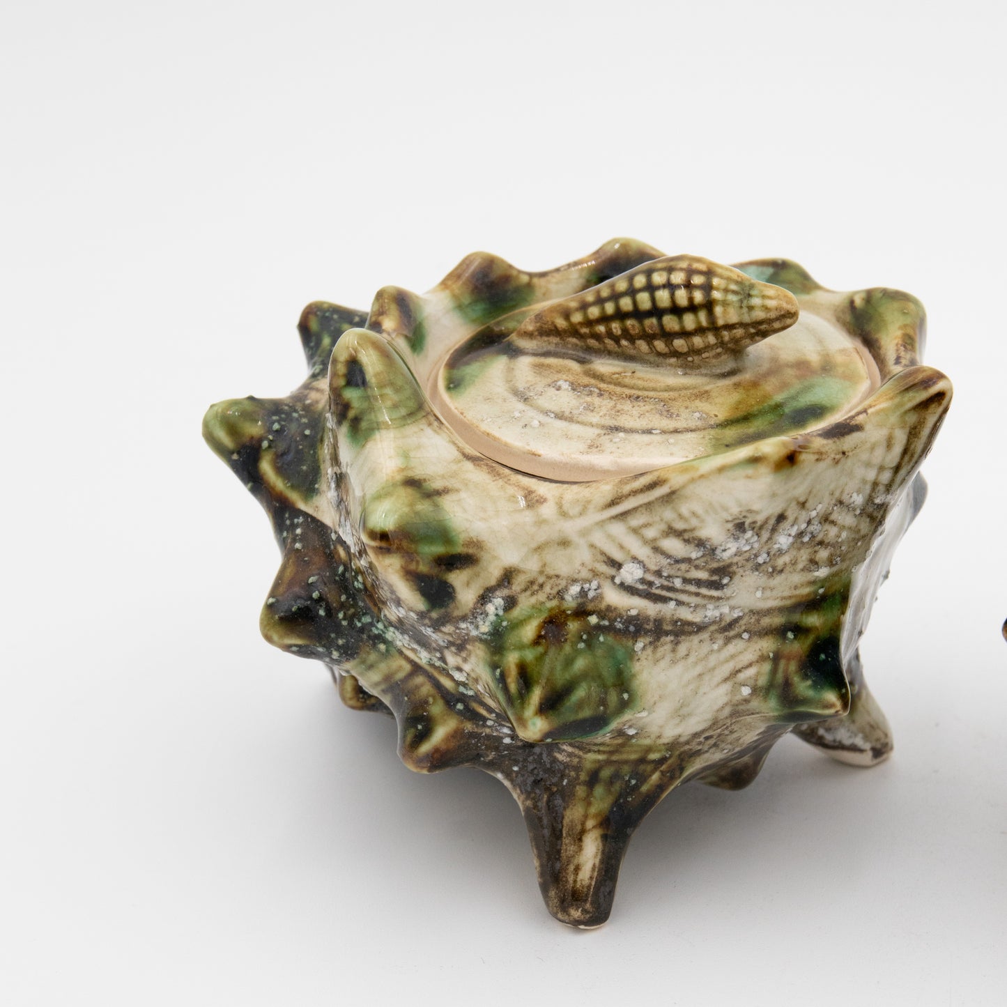 Majolica Porcelain Conch - Cream Pitcher + Sugar Bowl Set