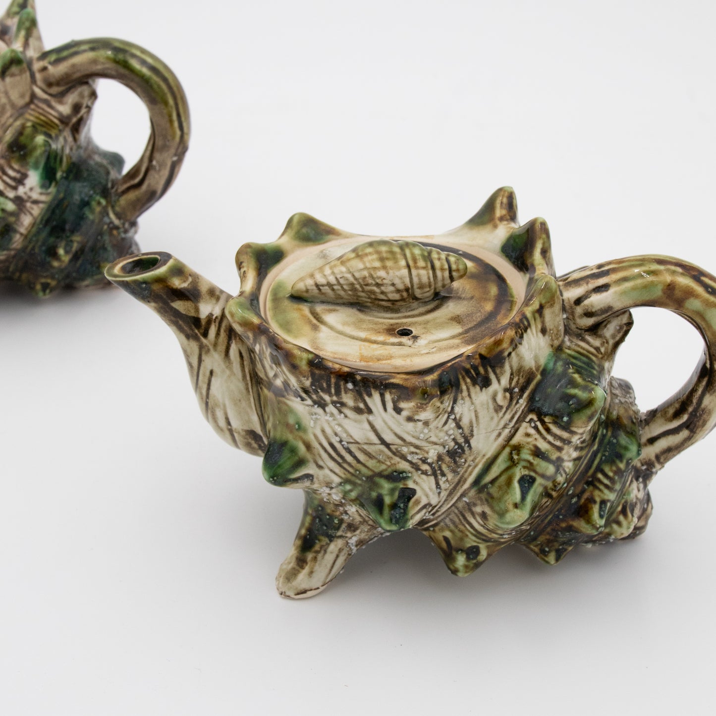 Majolica Ceramics Conch Shell - Teapot