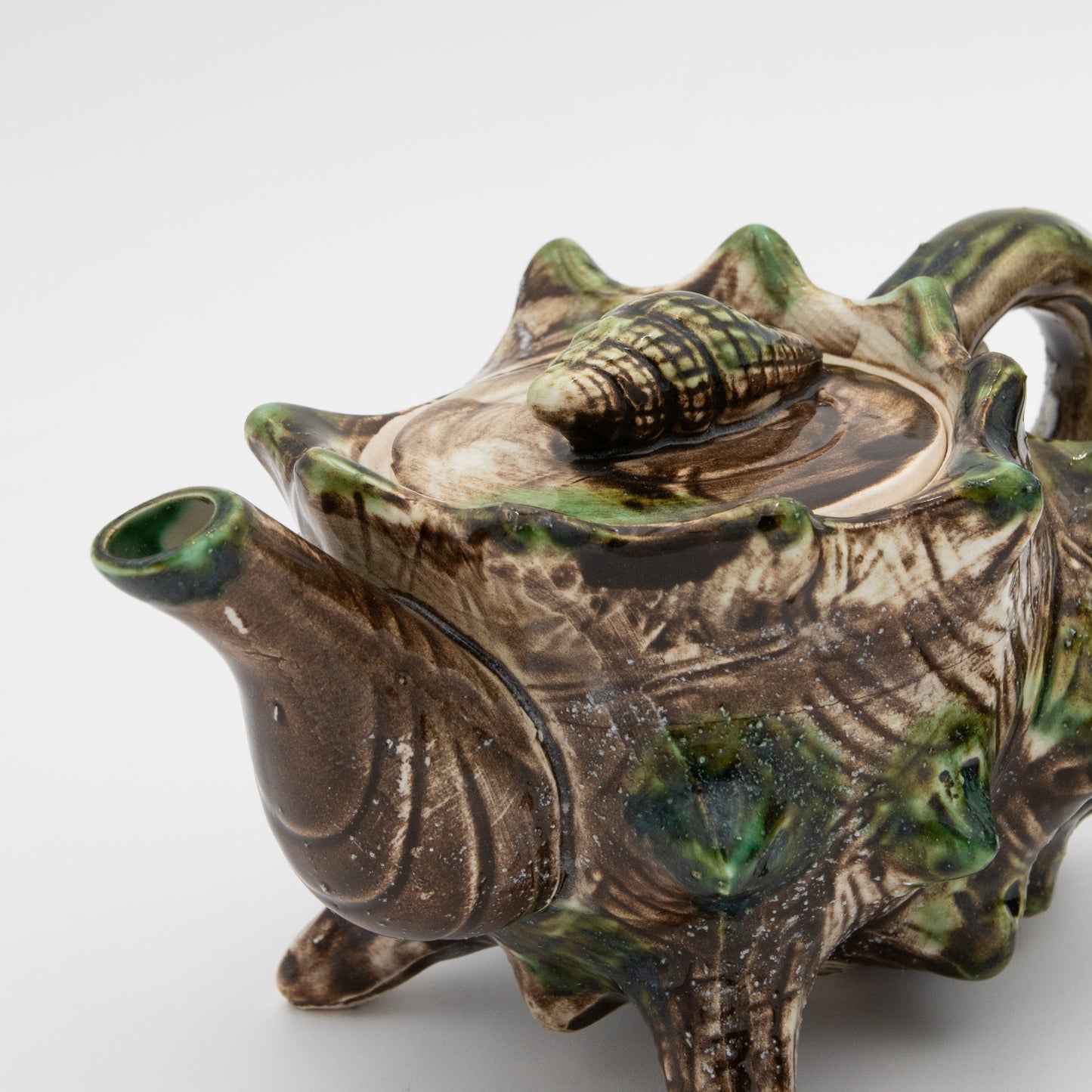 Majolica Ceramics Conch Shell - Teapot