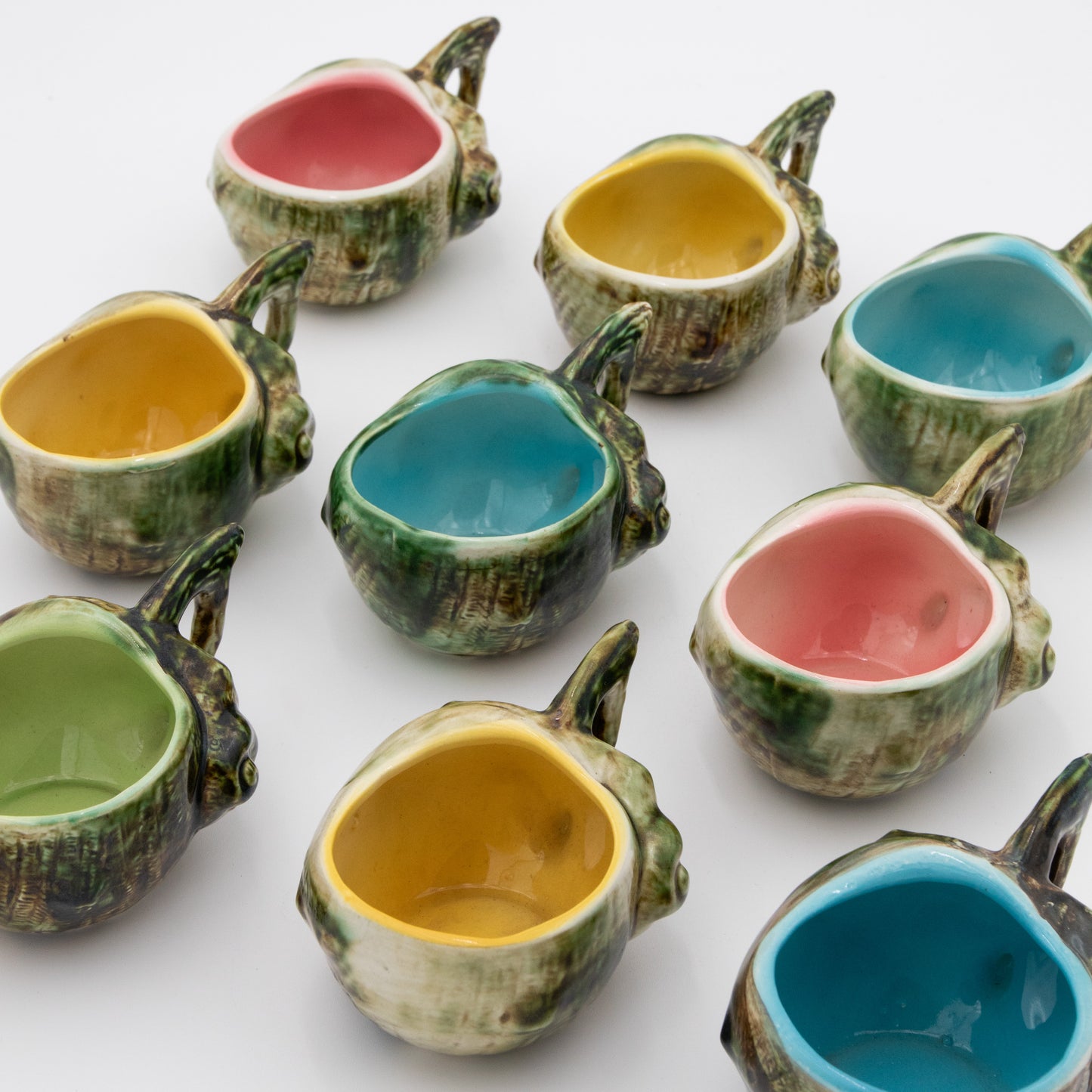 Majolica Porcelain Conch - Teacup Set