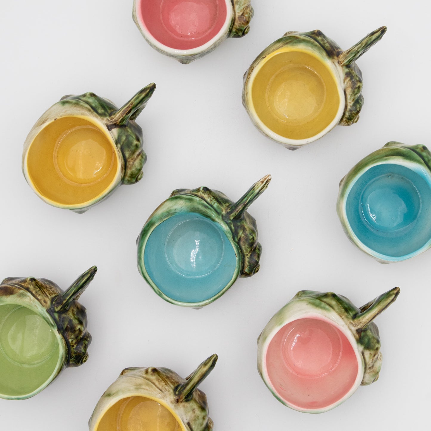 Majolica Porcelain Conch - Teacup Set