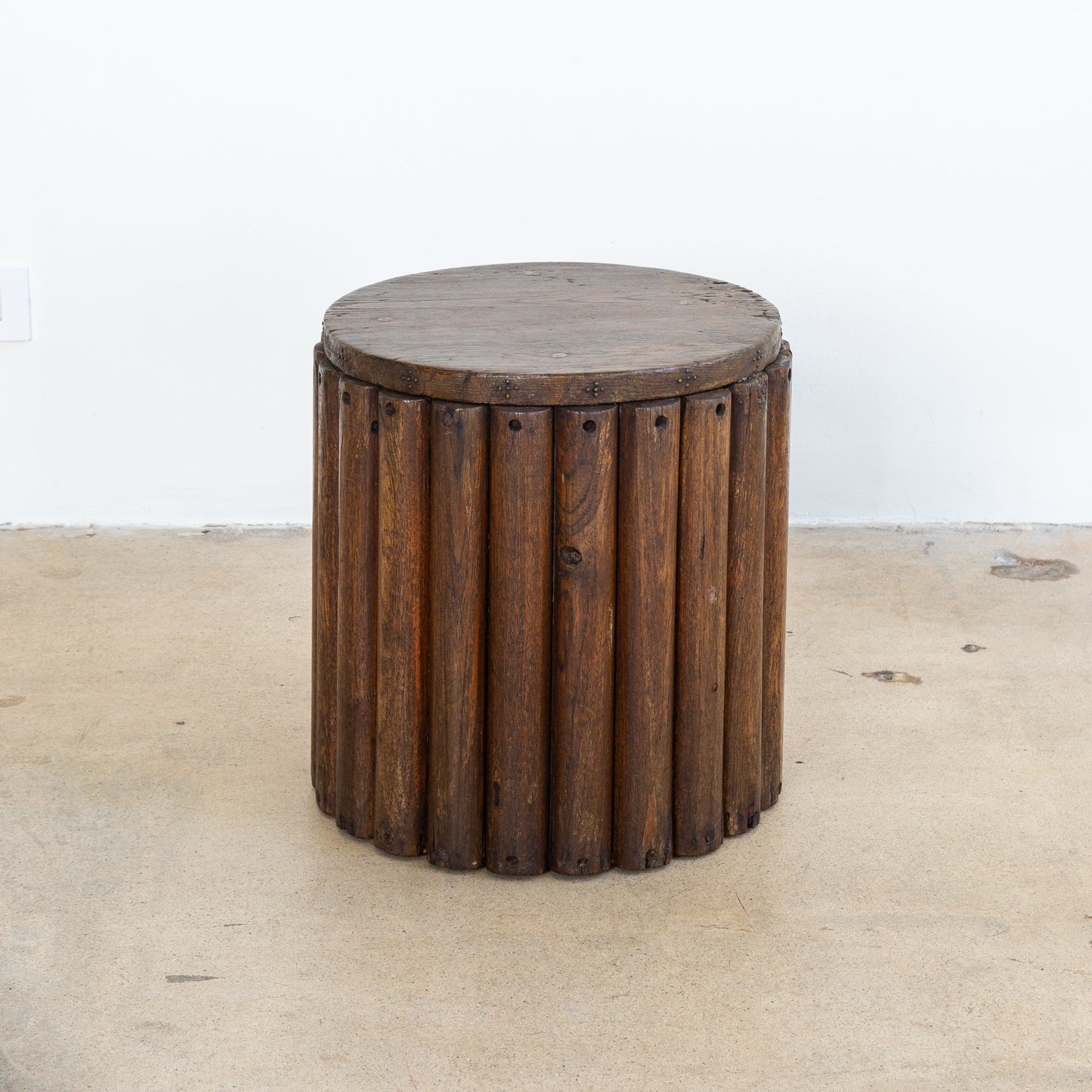 Midcentury Ribbed Teak Drink Table