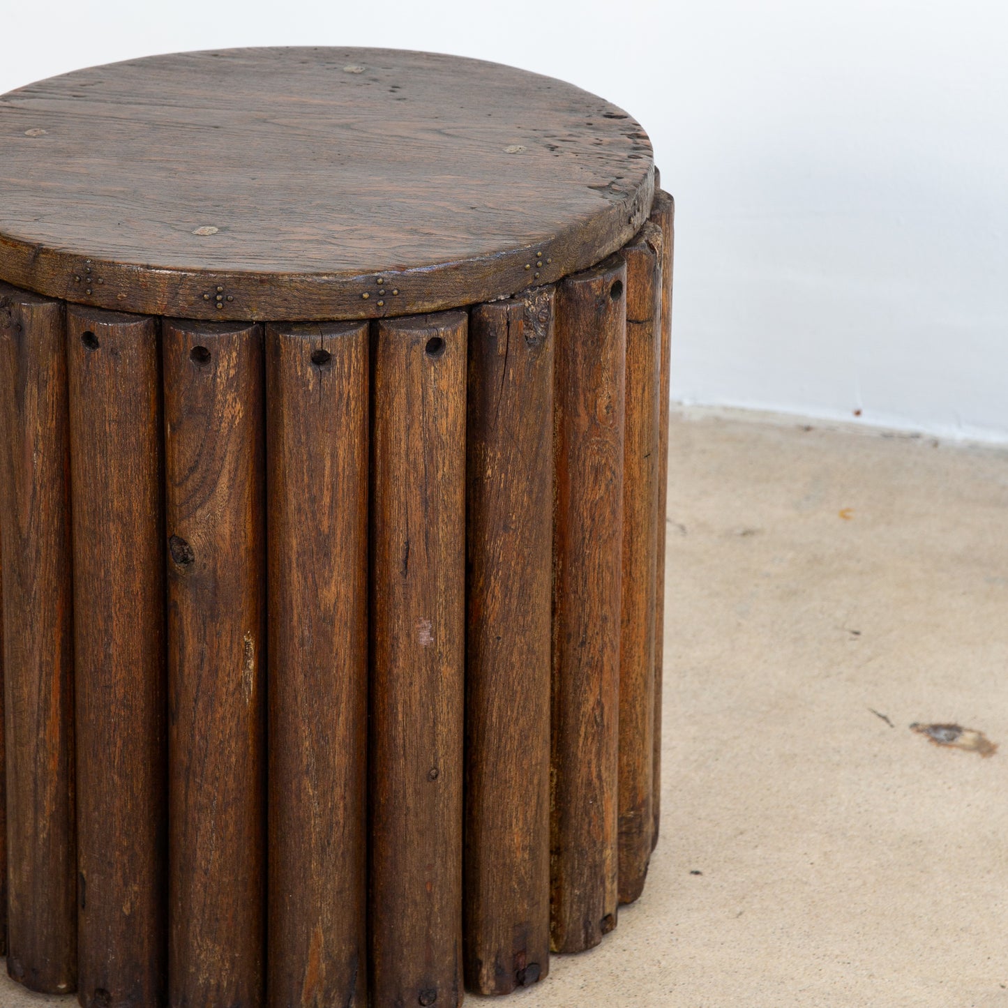Midcentury Ribbed Teak Drink Table