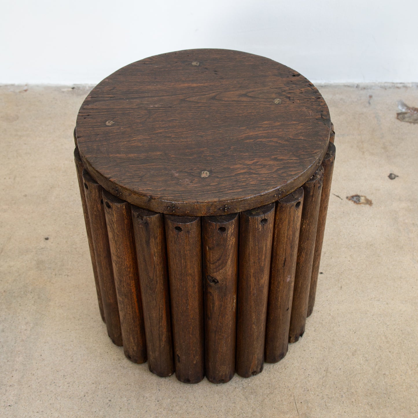 Midcentury Ribbed Teak Drink Table
