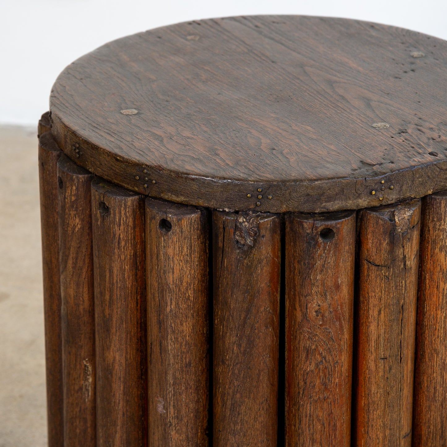 Midcentury Ribbed Teak Drink Table