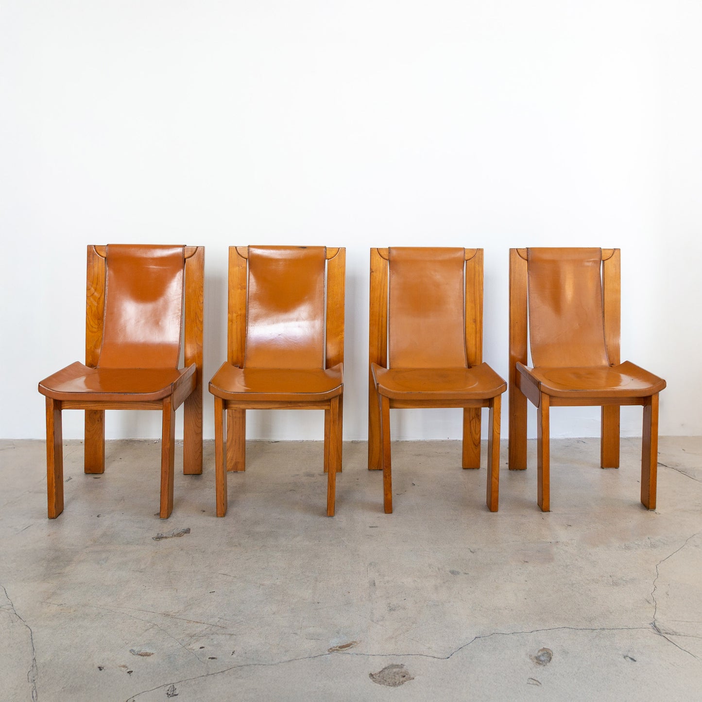 Luigi Gorgoni for Maison Regain | Leather Sling Dining Chairs