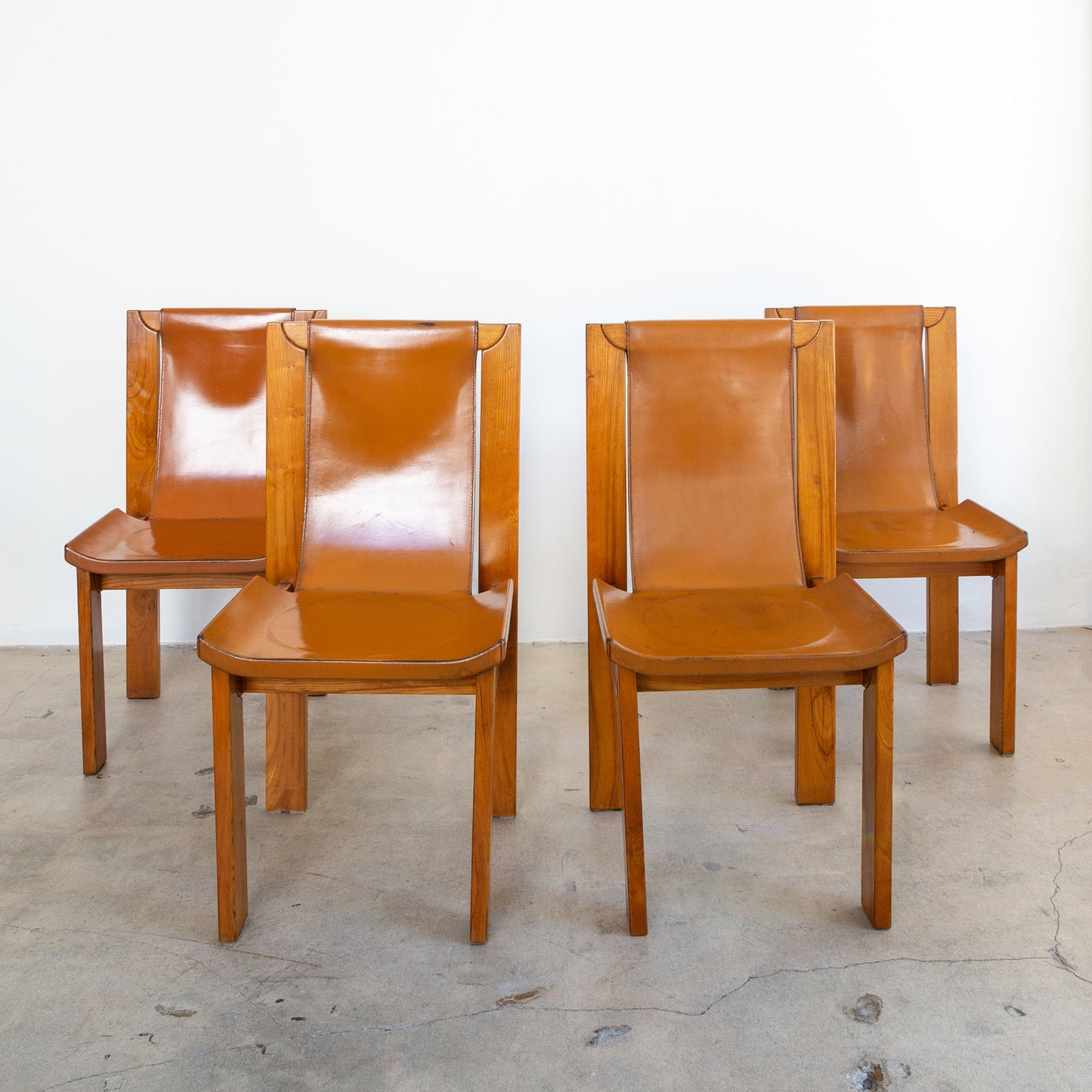 Luigi Gorgoni for Maison Regain | Leather Sling Dining Chairs