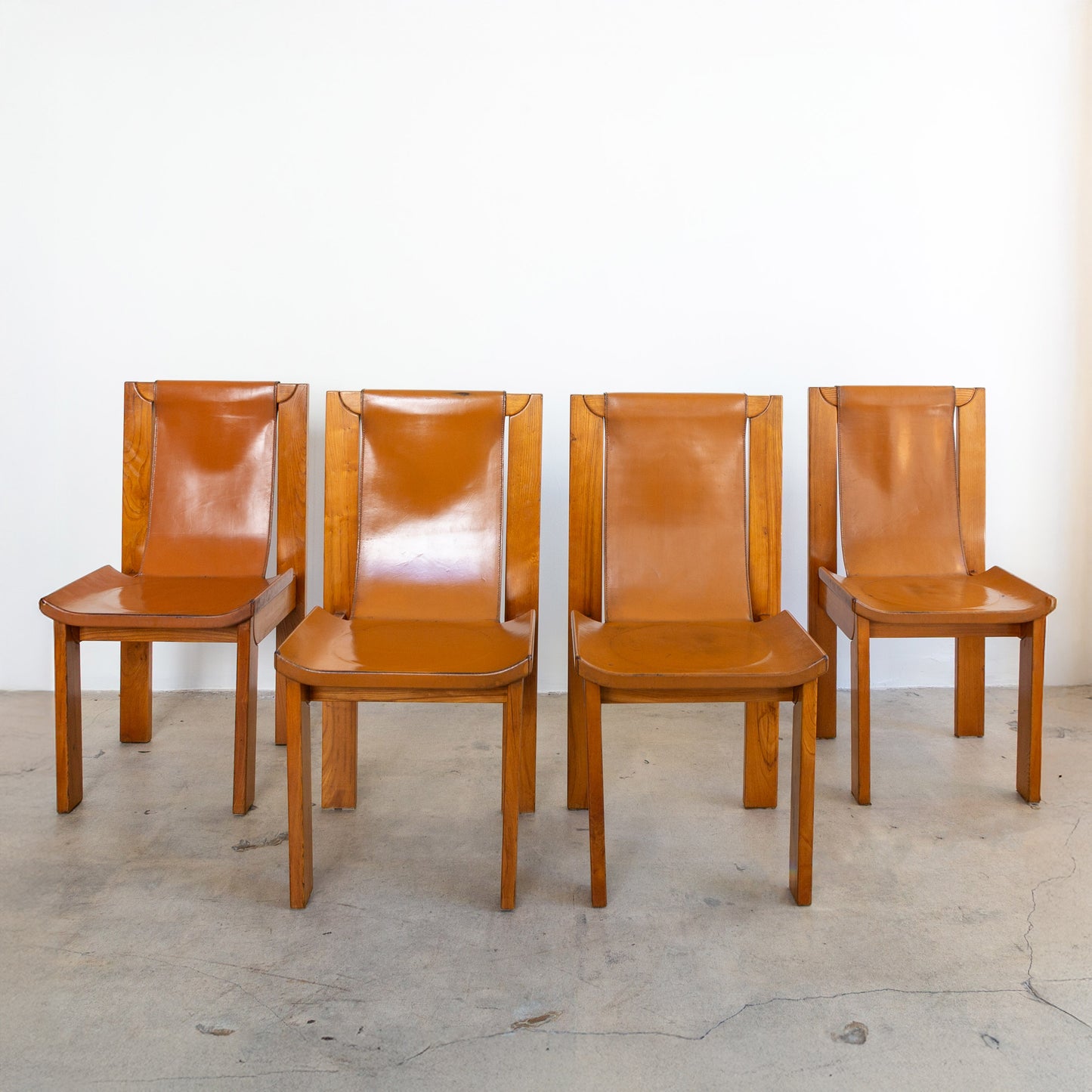 Luigi Gorgoni for Maison Regain | Leather Sling Dining Chairs