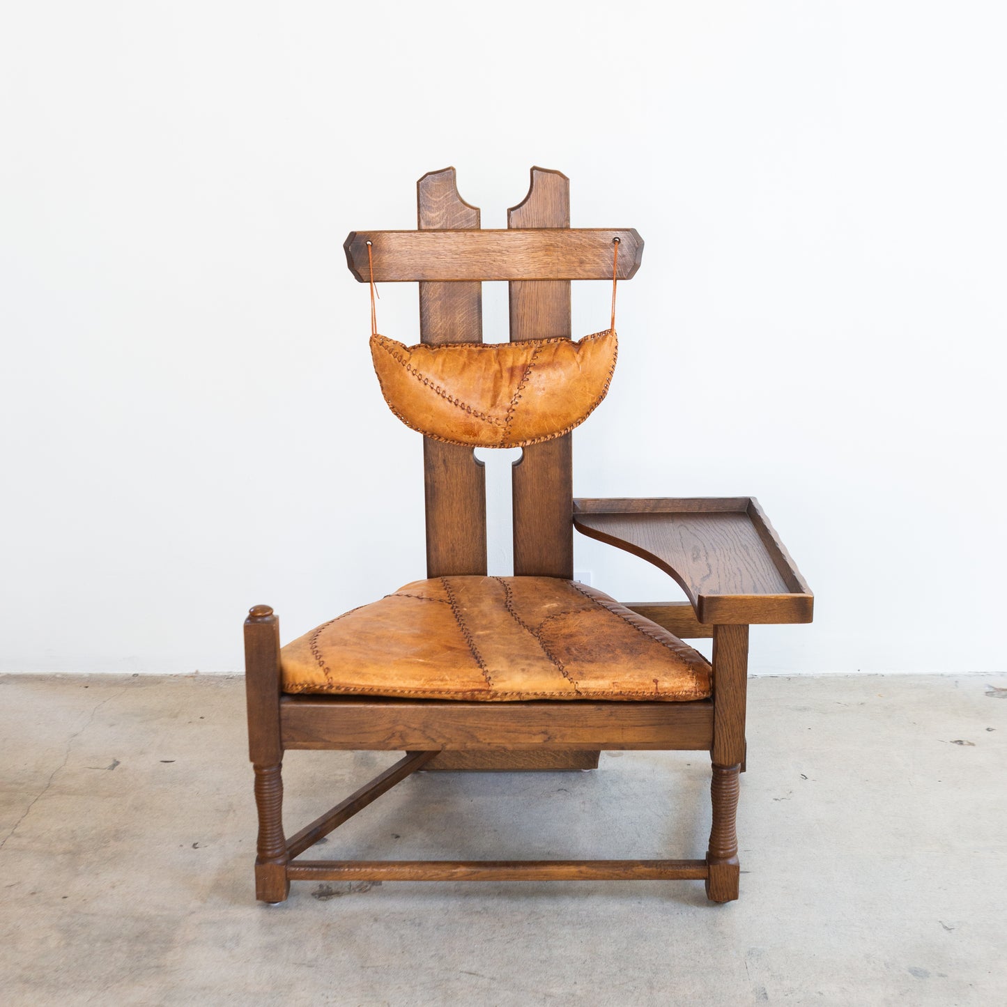 Dutch Brutalist Oak Fireplace Chair