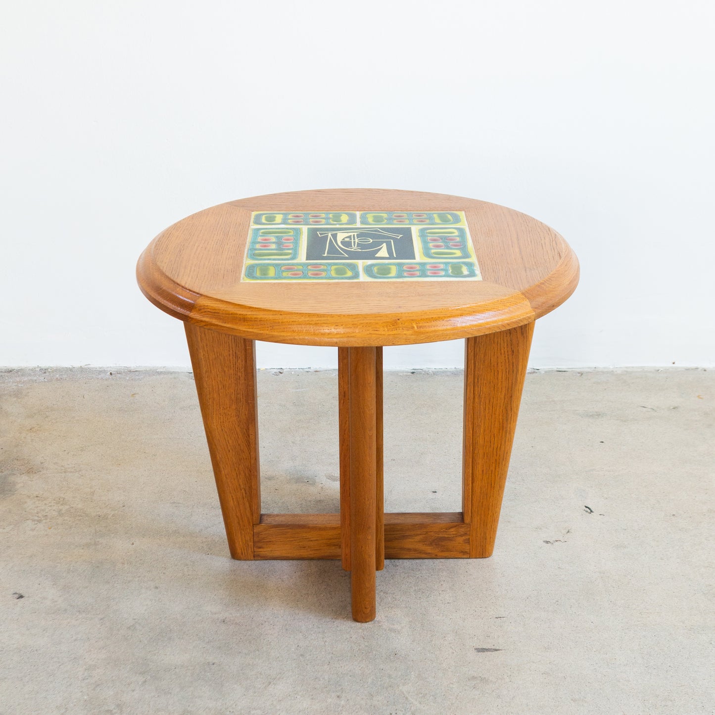Guillerme et Chambron | French Oak + Tile Side Table