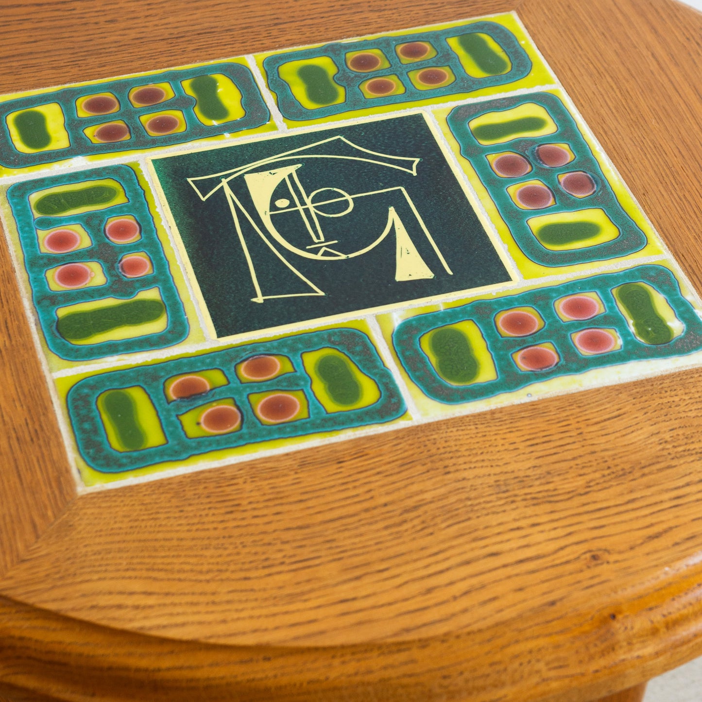 Guillerme et Chambron | French Oak + Tile Side Table