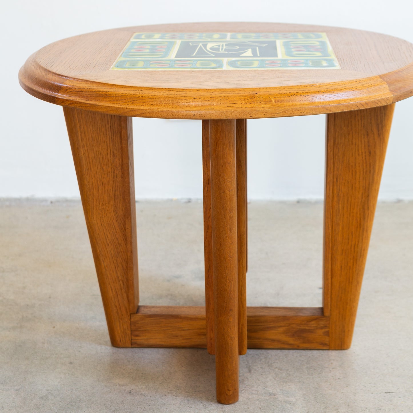 Guillerme et Chambron | French Oak + Tile Side Table