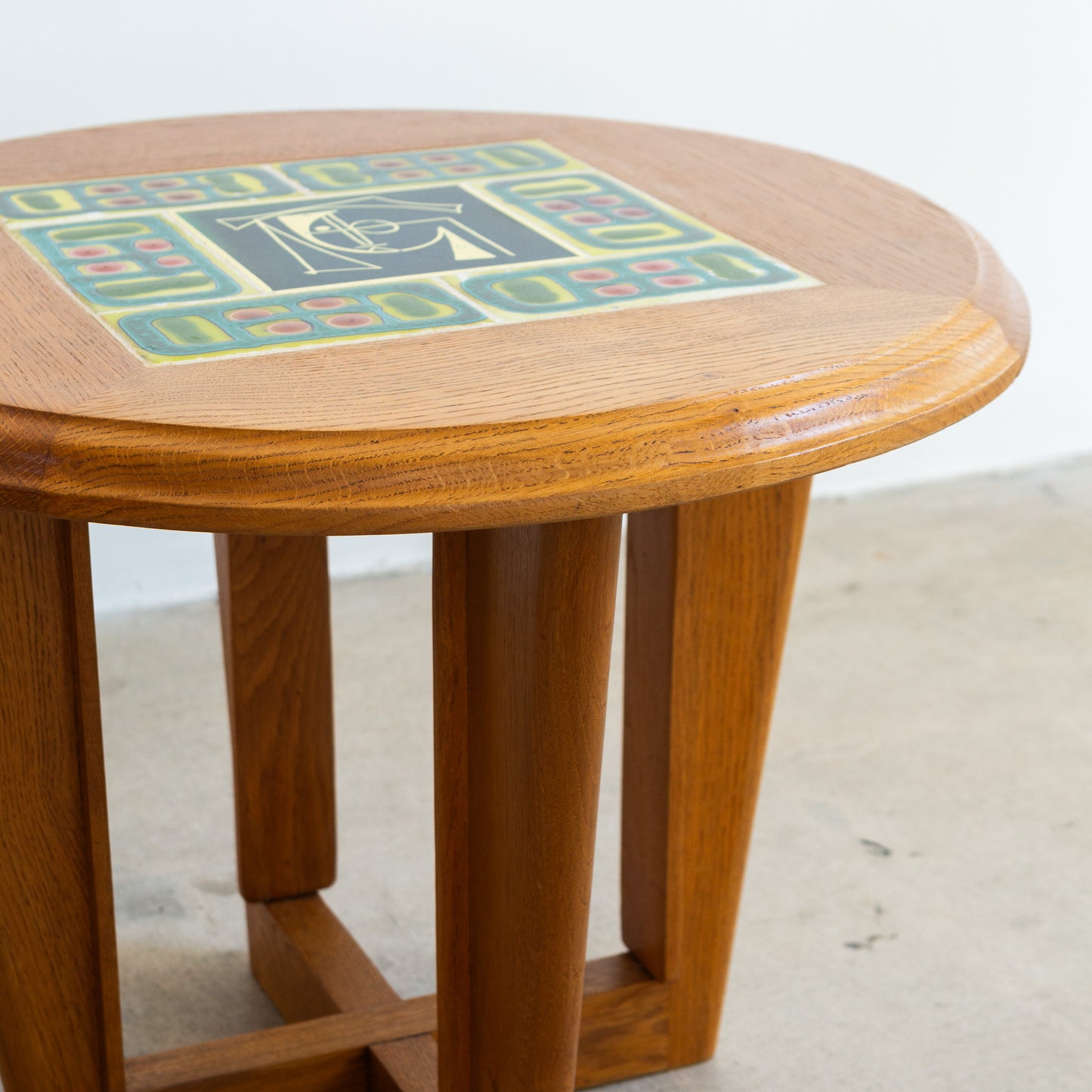 Guillerme et Chambron | French Oak + Tile Side Table