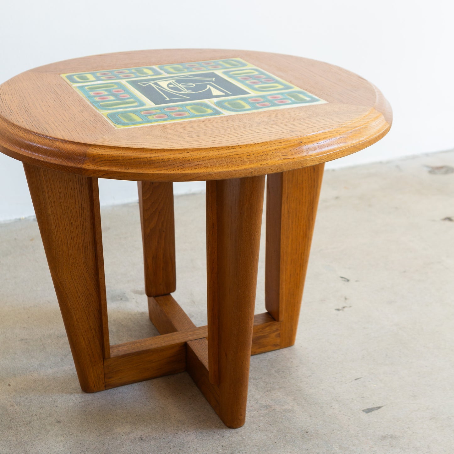 Guillerme et Chambron | French Oak + Tile Side Table