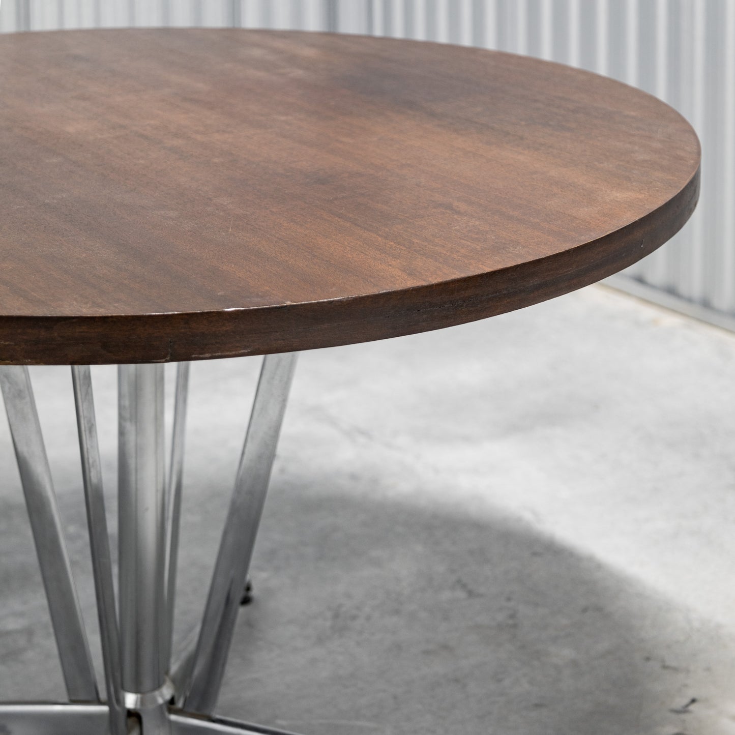 Walnut & Chrome Round Dining Table