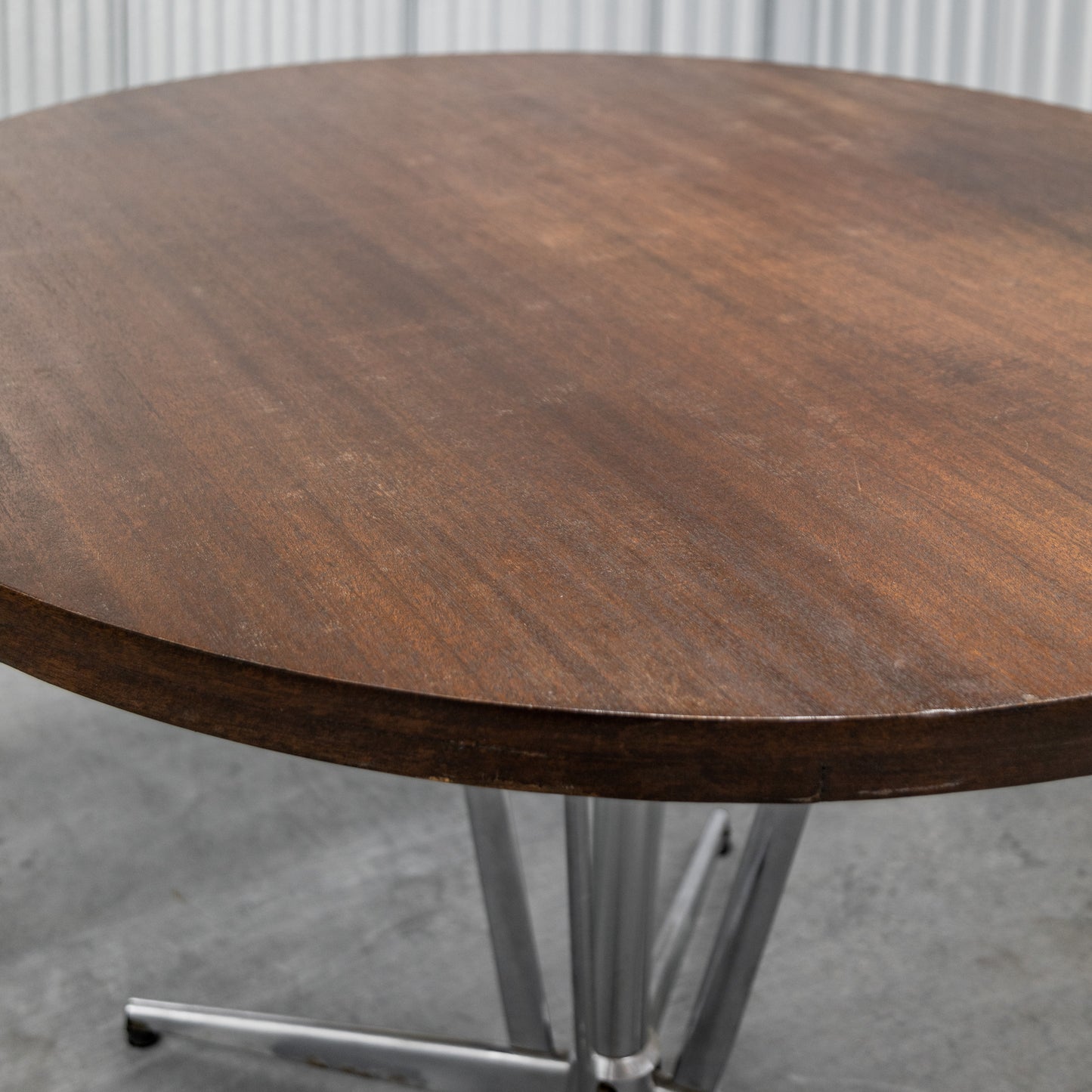 Walnut & Chrome Round Dining Table