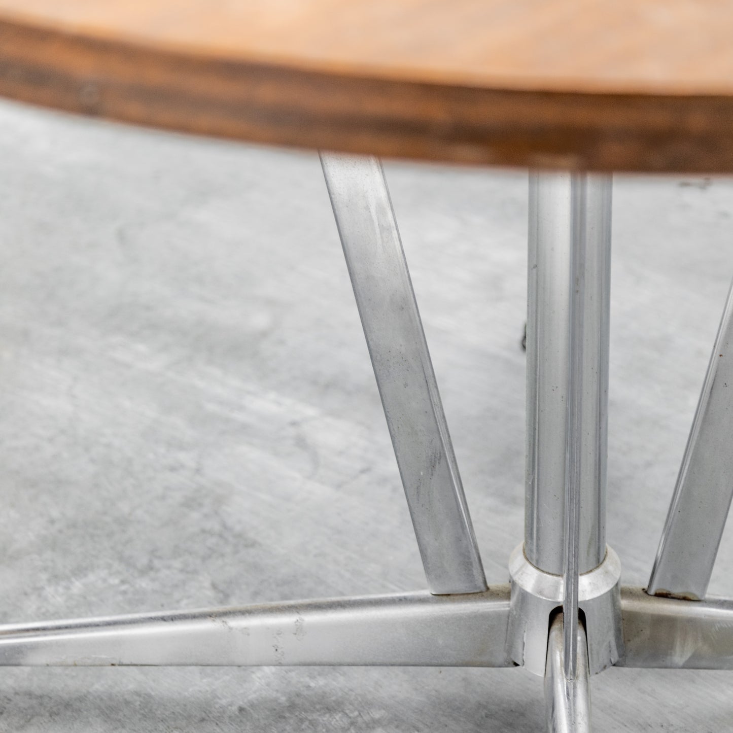 Walnut & Chrome Round Dining Table