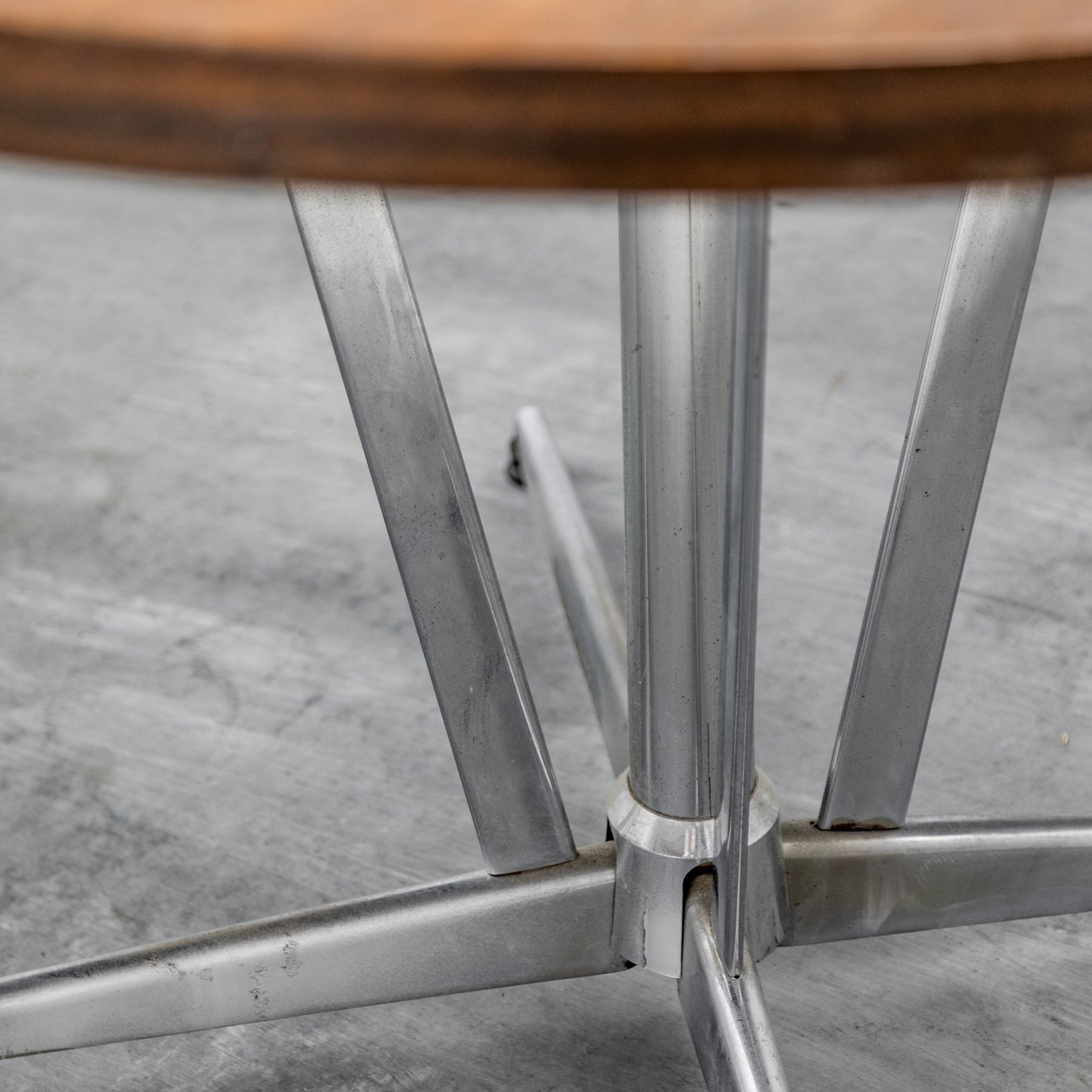 Walnut & Chrome Round Dining Table
