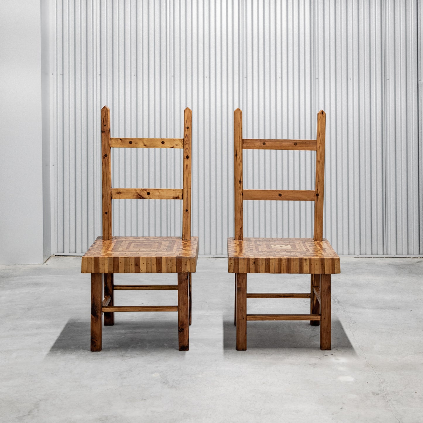 American Folk Art Marquetry Chairs