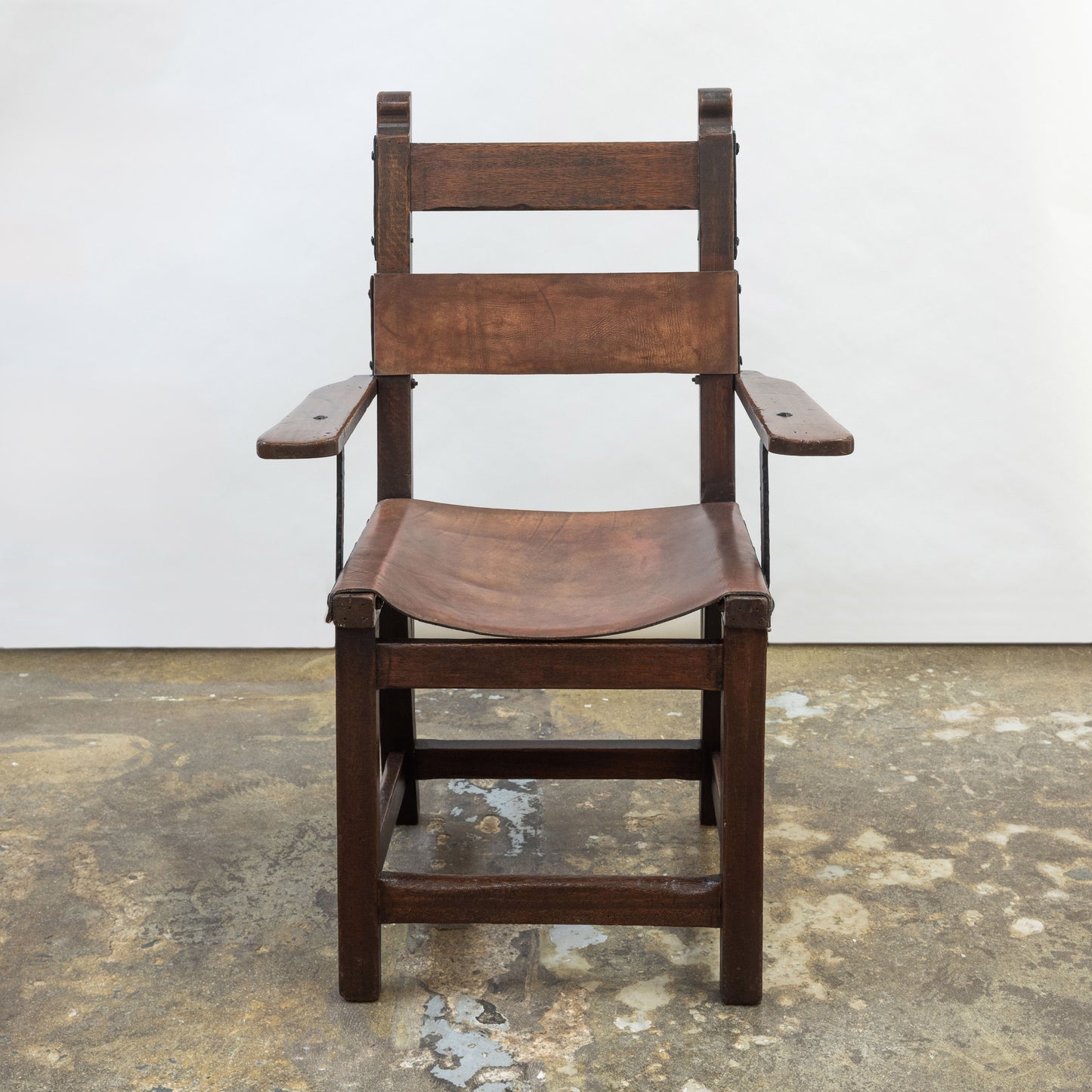 Monterey Style Leather Sling Armchair