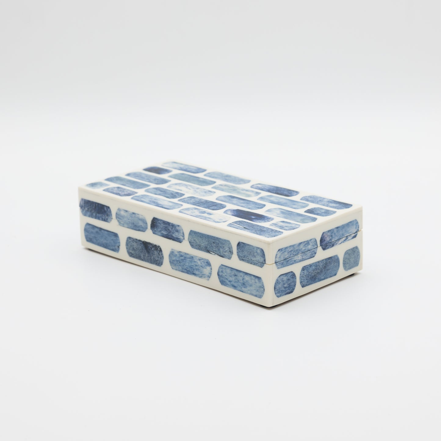 Blue + Ivory Bone Inlay Box