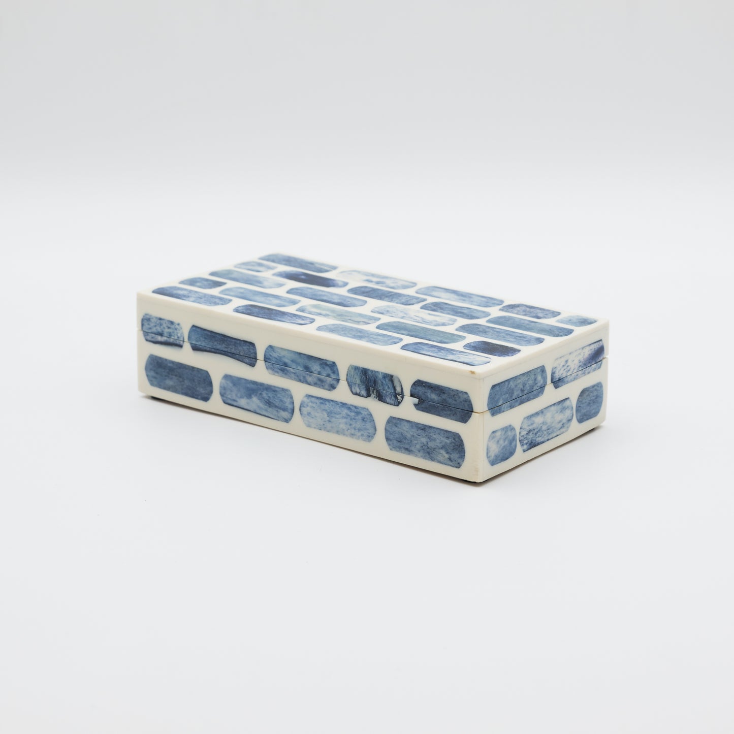 Blue + Ivory Bone Inlay Box