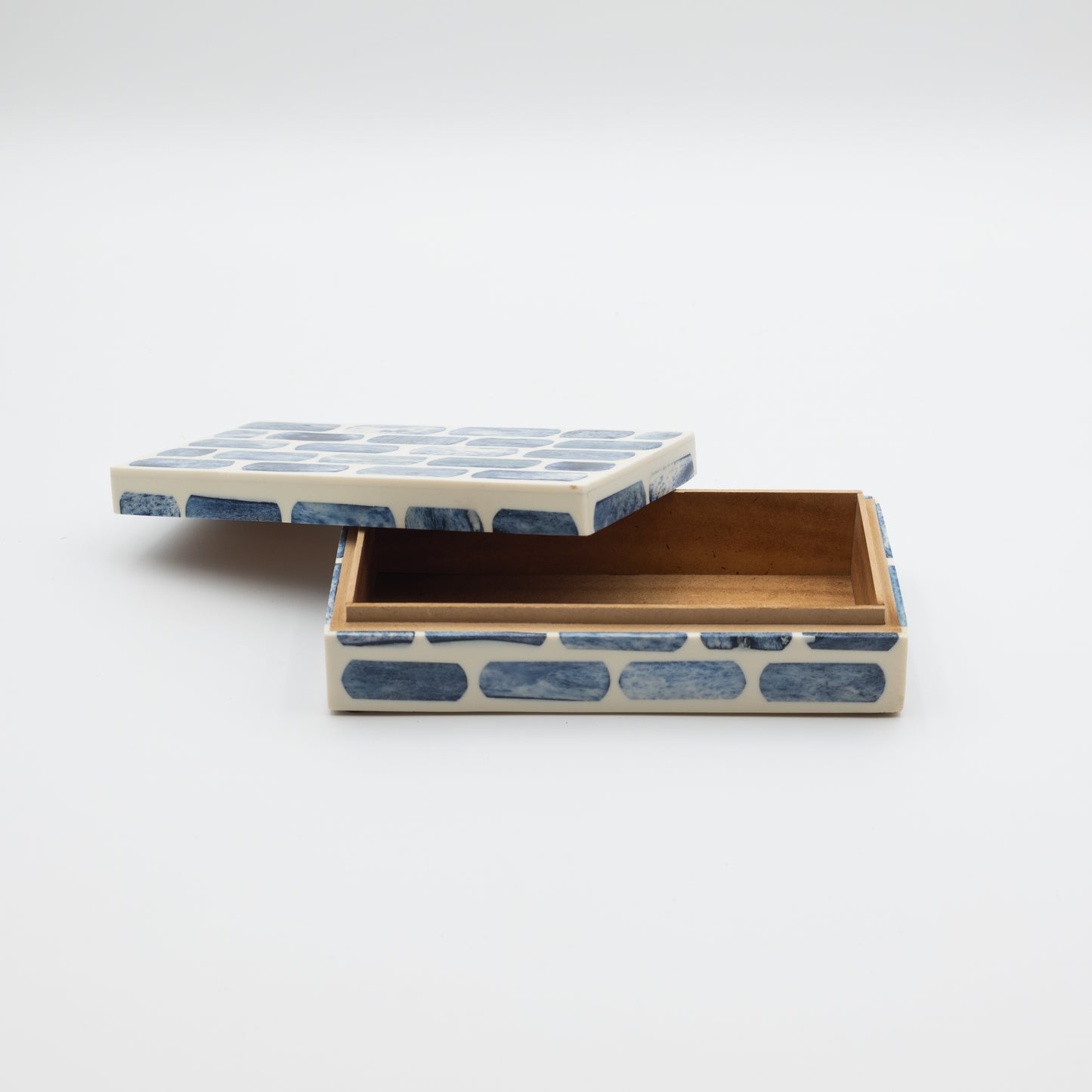 Blue + Ivory Bone Inlay Box
