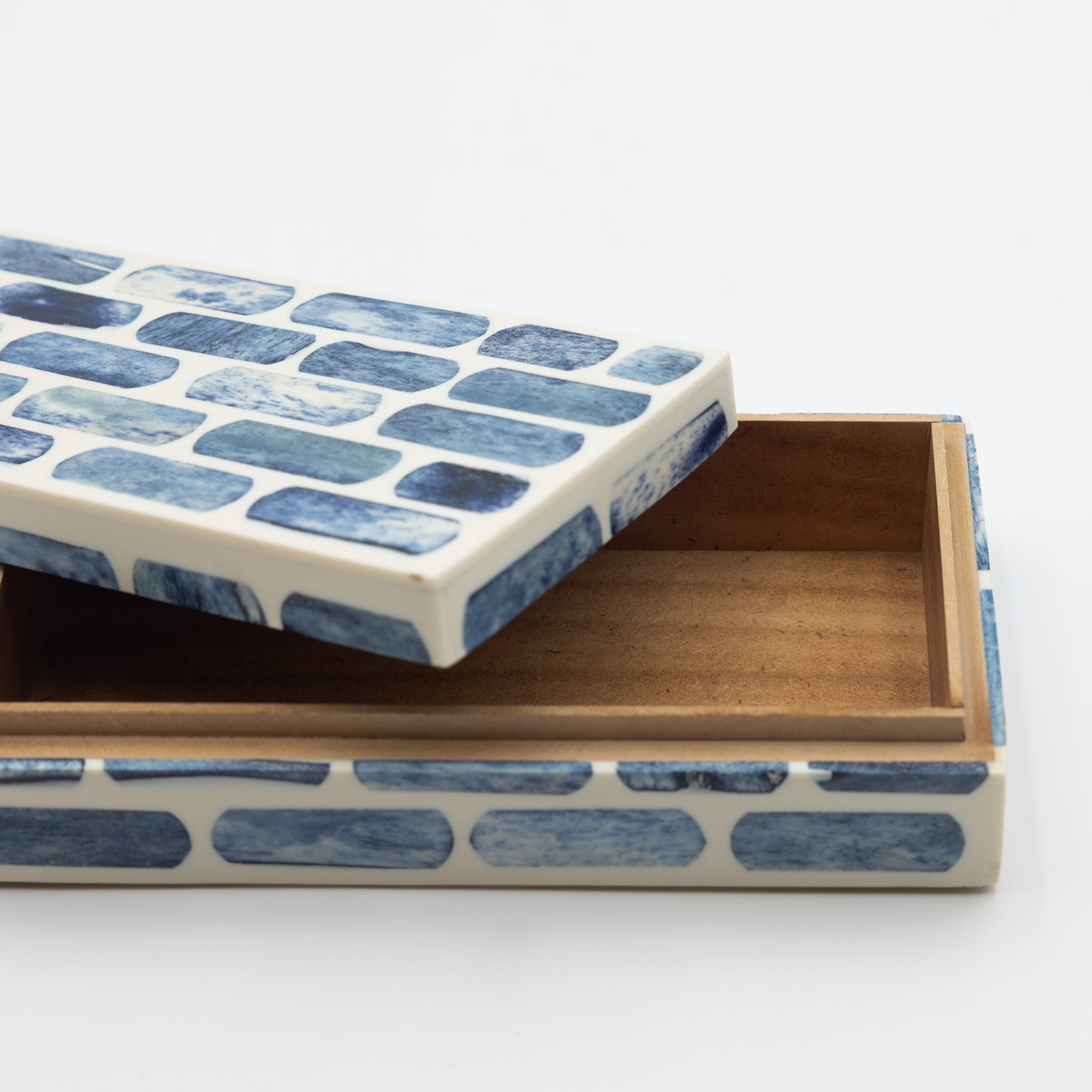 Blue + Ivory Bone Inlay Box