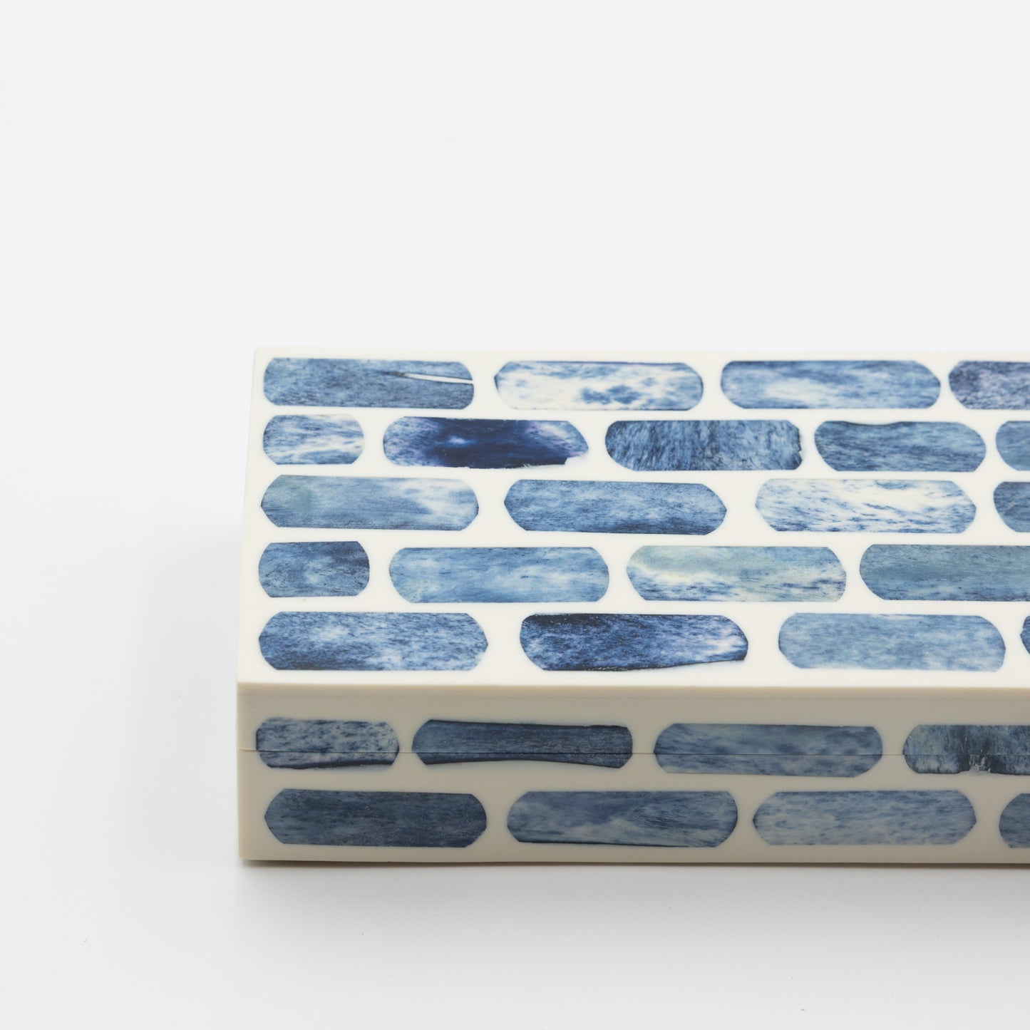 Blue + Ivory Bone Inlay Box